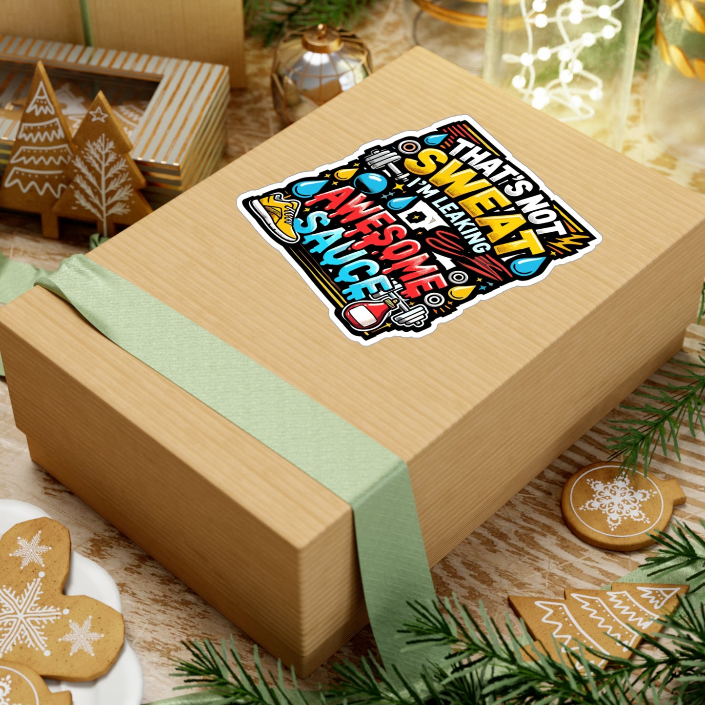 That's Not Sweat I'm Leaking Awesome Sauce - Fitness Sticker for Laptop Sticker. Water Bottle Sticker, Vinyl Gym Decal - Fitness Gift