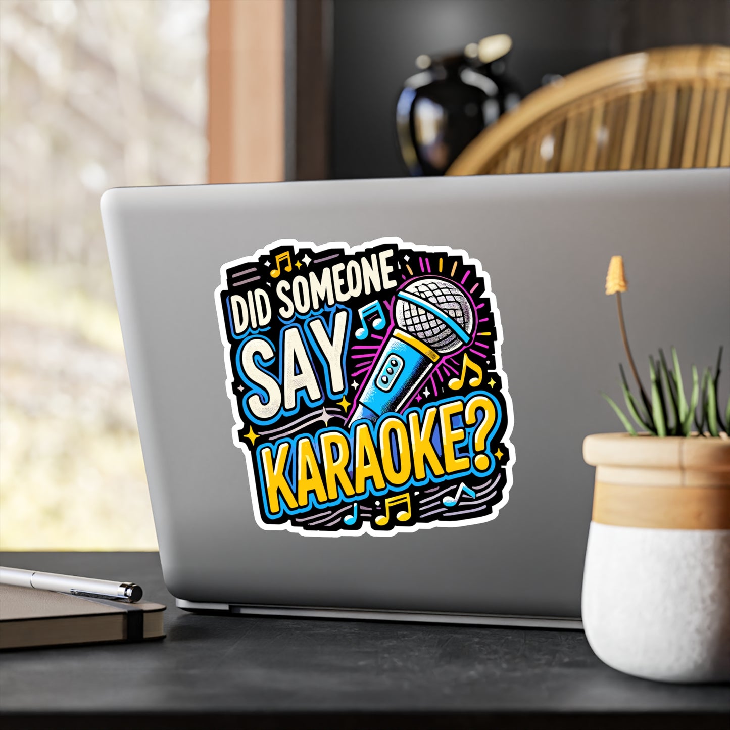 Did Someone Say Karaoke - Karaoke Sticker for Laptop Sticker. Water Bottle Sticker, Vinyl Music Decal - Karaoke Gift