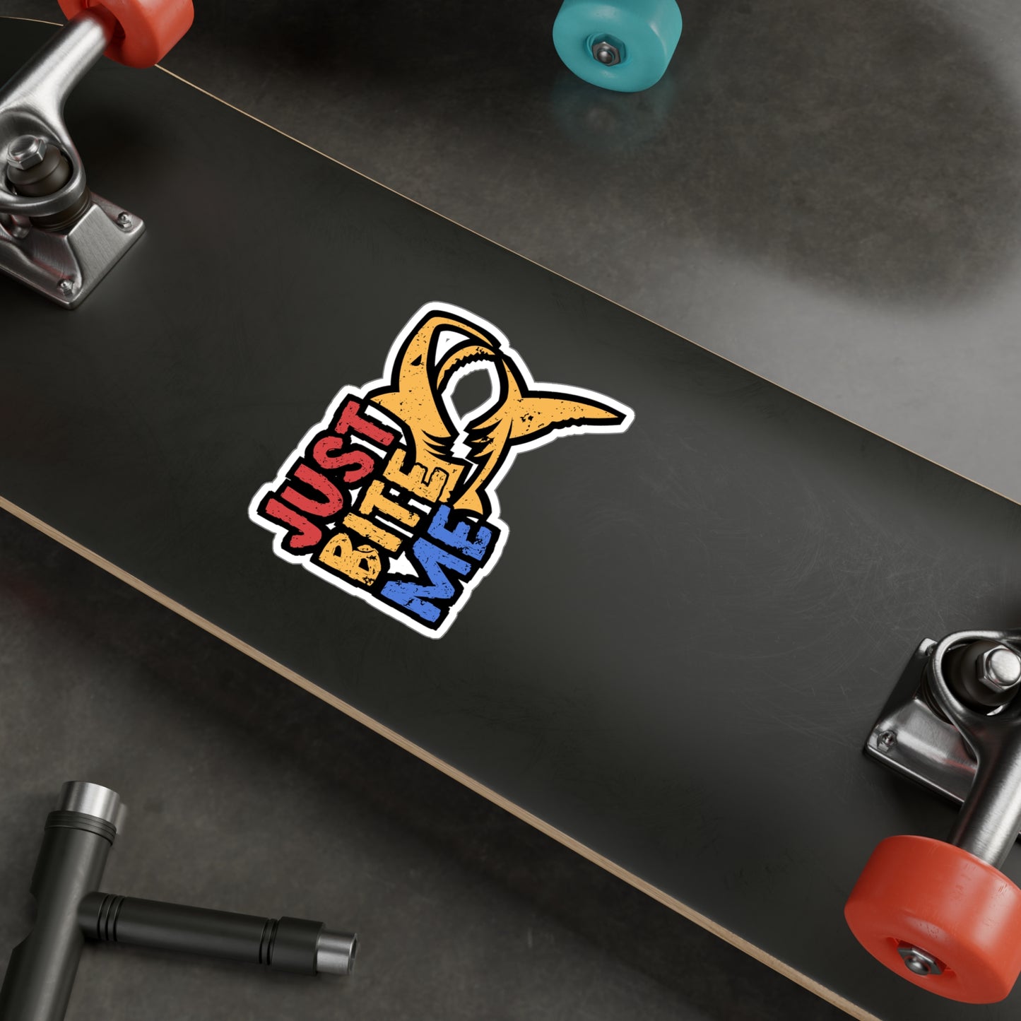 Just Bite Me - Sharks Sticker for Car Window Laptop Sticker. Water Bottle Sticker, Vinyl Marine Decal, Jaws Sticker - Sharks Gift