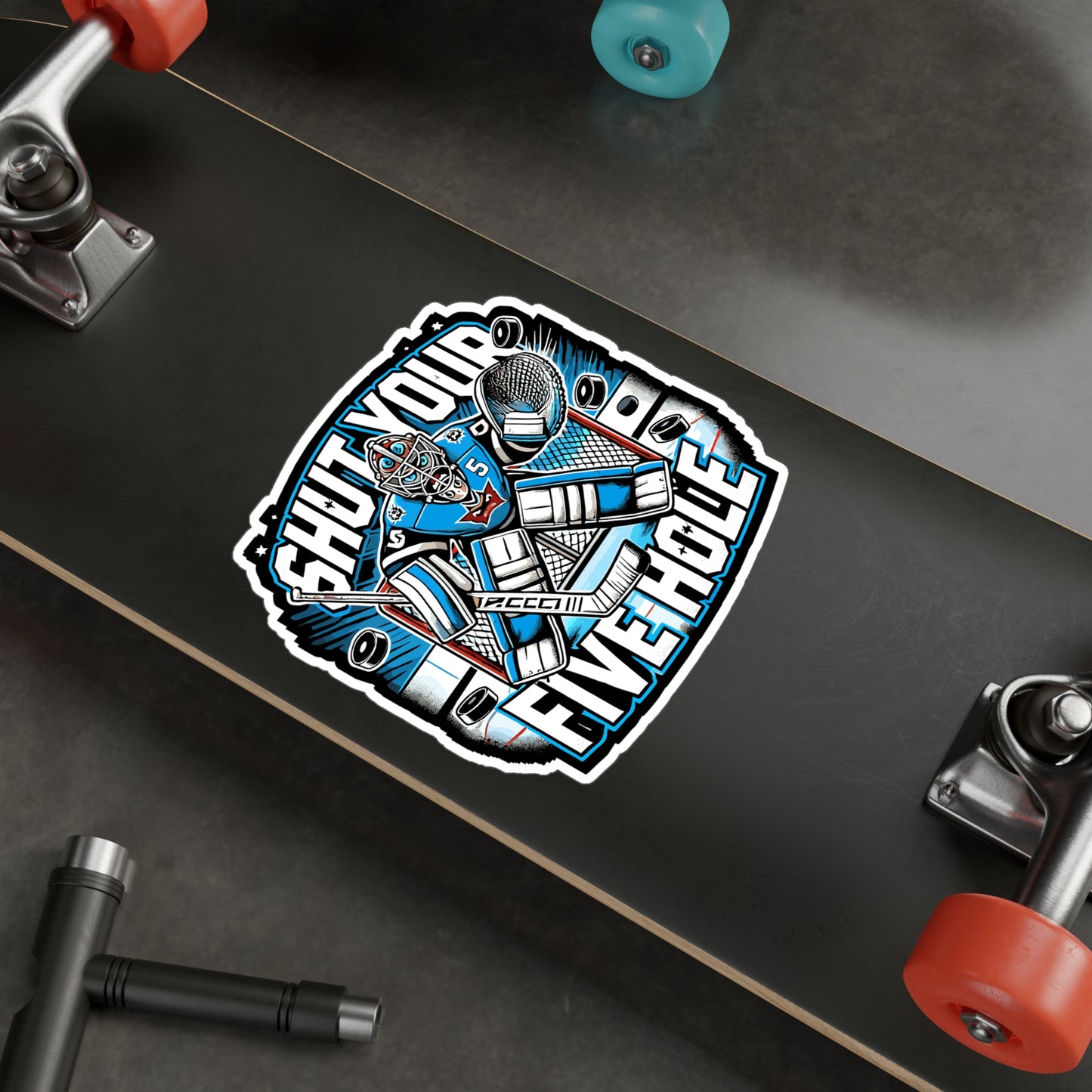 Shut Your Five Hole - Hockey Sticker for Laptop Sticker. Water Bottle Sticker, Vinyl Goalie Decal - Hockey Gift