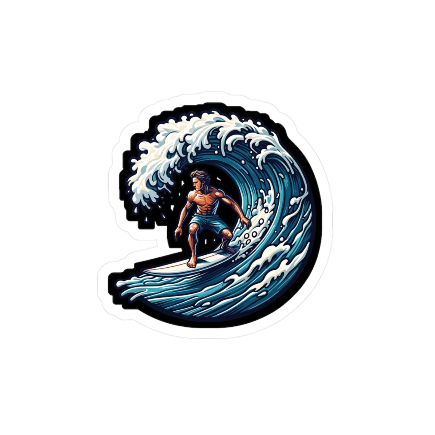 Surfboard Wave Surfer - Surfing Sticker for Laptop Sticker. Water Bottle Sticker, Vinyl Surf Decal - Surfing Gift