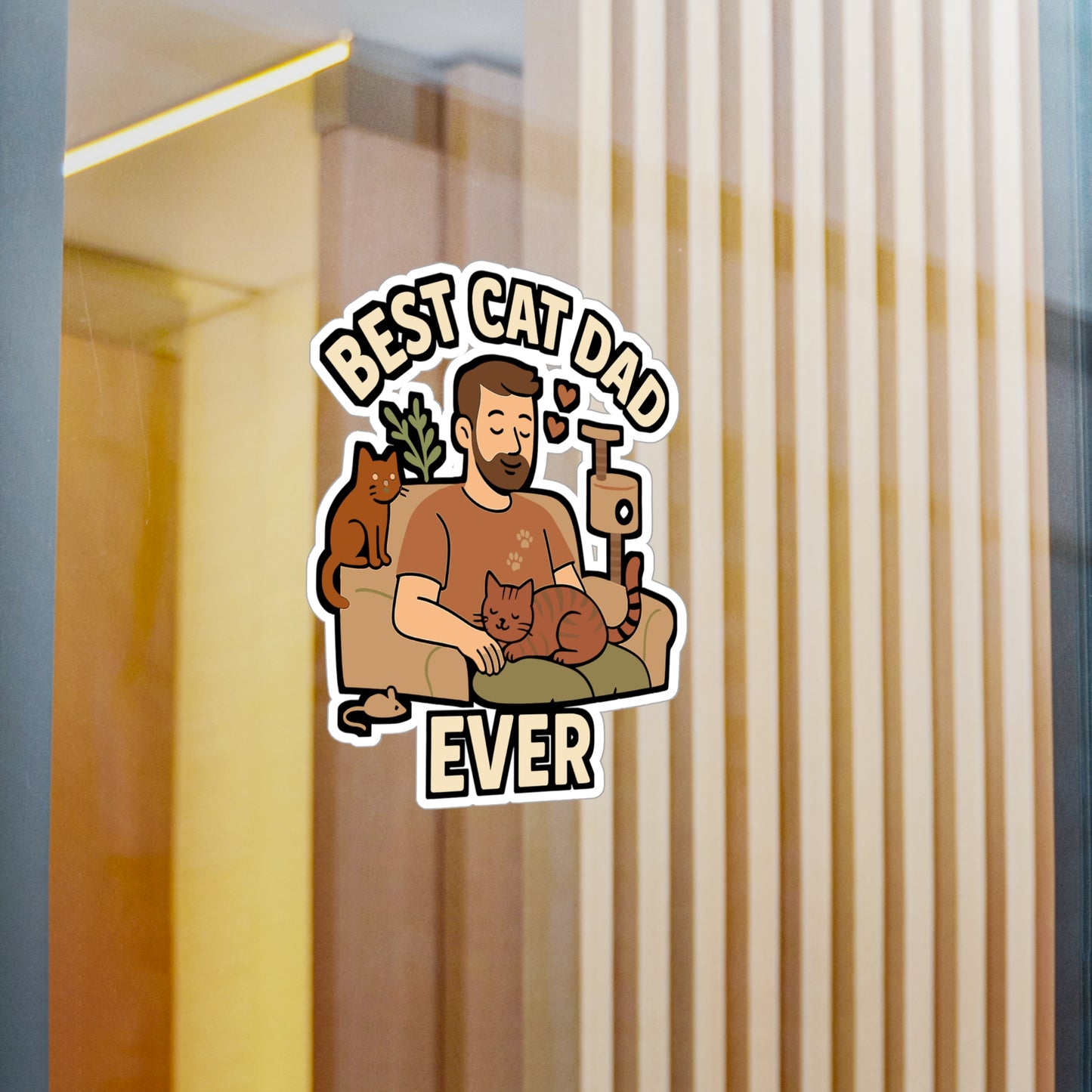 Cat Dad Sticker – Best Cat Dad Ever Decals for Laptop, Water Bottle – Waterproof Vinyl Gift for Catfather, Cat Daddy, Cat Father Fans