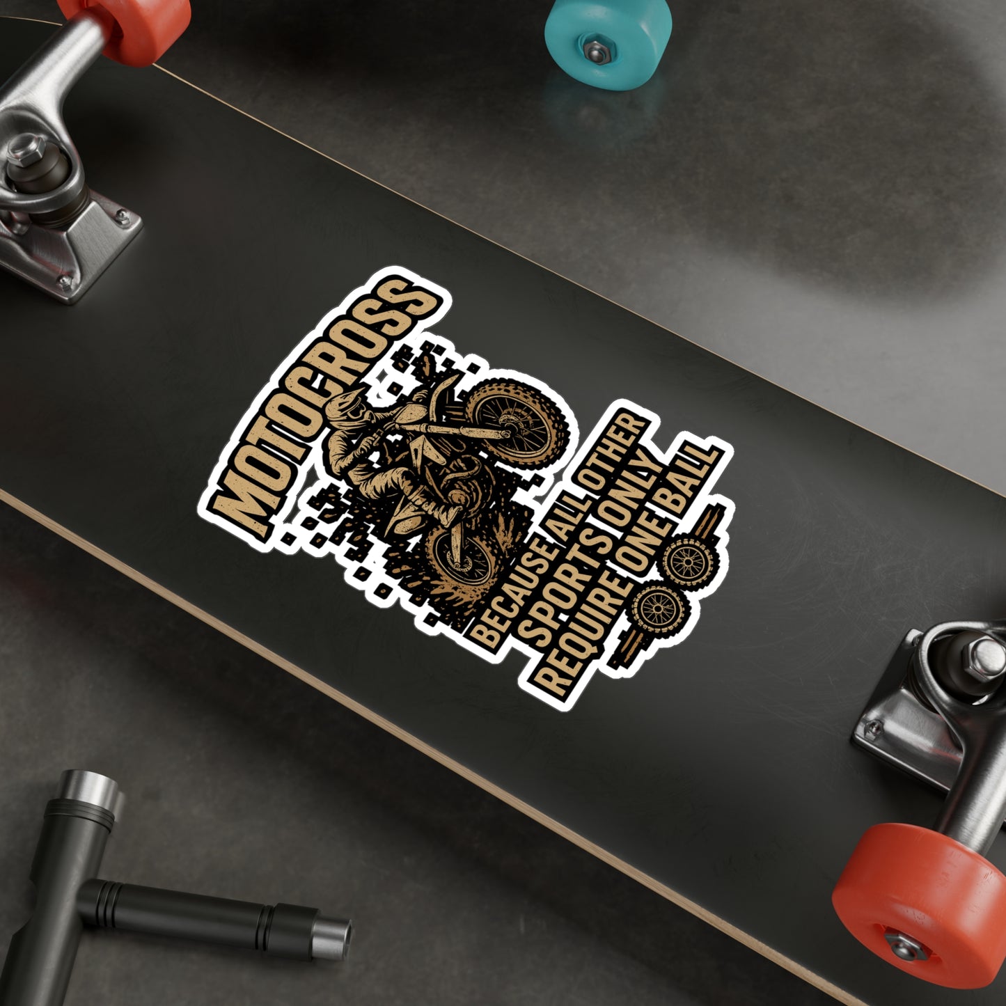 Motocross Because All Other Sports Only Require One Ball – Funny Motocross Sticker for Laptop, Water Bottle or Toolbox | Motorcycle Rider Gift