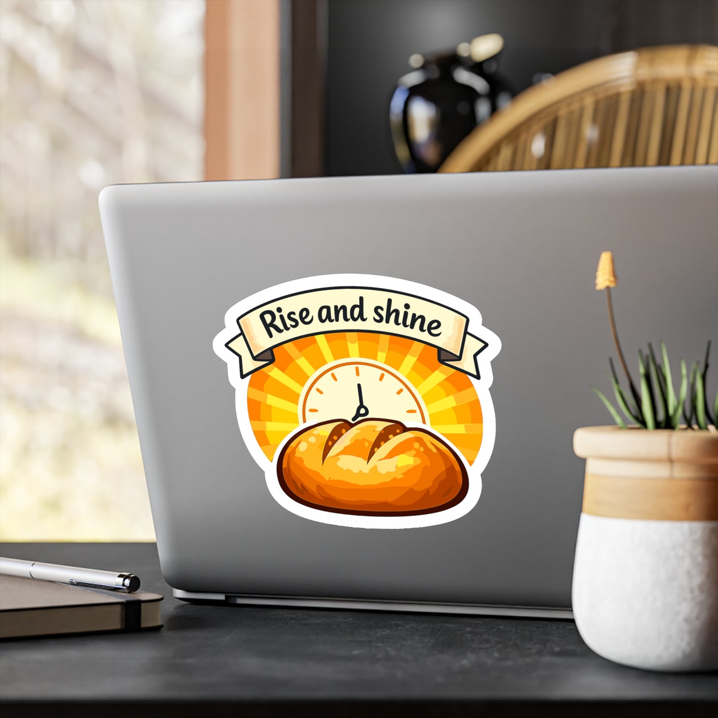 Baking Sticker Rise and Shine Sourdough Baker Decals Waterproof Vinyl for Laptop Water Bottle Funny Soggy Bread Design