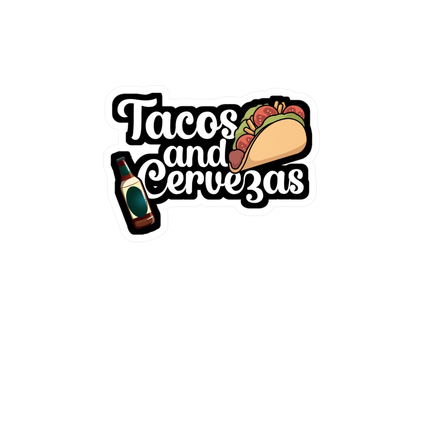 Tacos and Cervezas - Taco Sticker for Wall, Laptop, Window, Truck, Car Taco Gift Vinyl Tacos Decal Sticker
