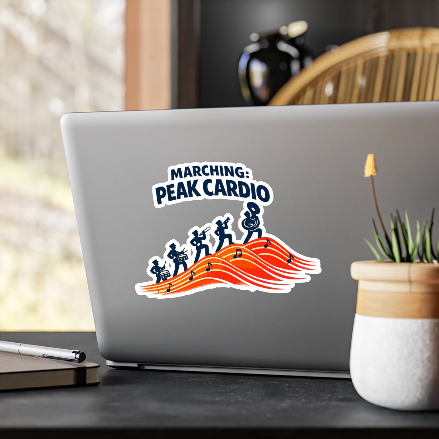 Marching Band Sticker Marching: Peak Cardio, Waterproof Vinyl sticker decals for Laptop Water Bottle, Drummer Band Director Mellophone Gift