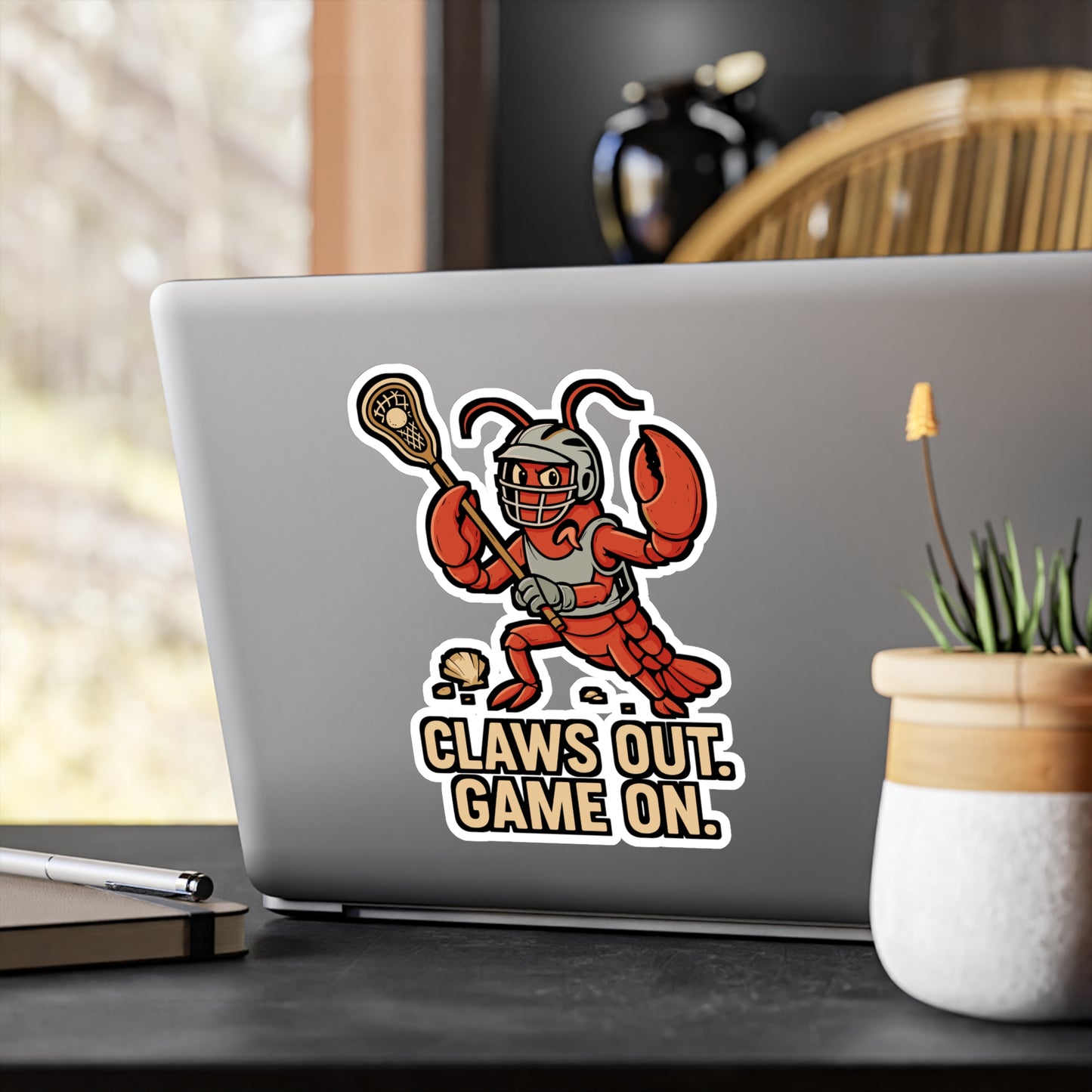 Claws Out. Game On. - Lacrosse Sticker for Water Bottle, Laptop - Gift for Players & Fans