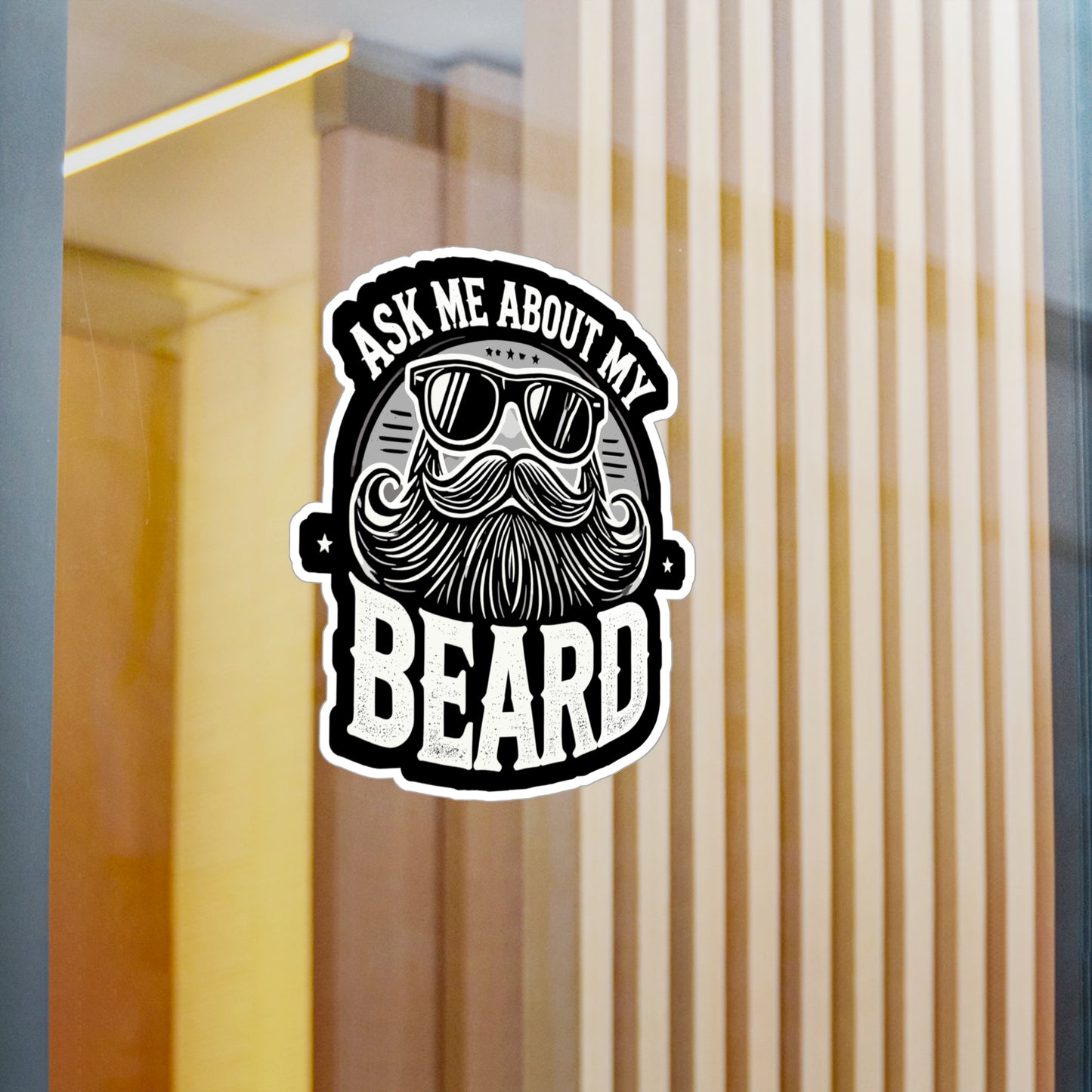 Ask Me About My Beard - Beard Sticker for Laptop Sticker. Water Bottle Sticker, Vinyl Bearded Decal - Beard Gift