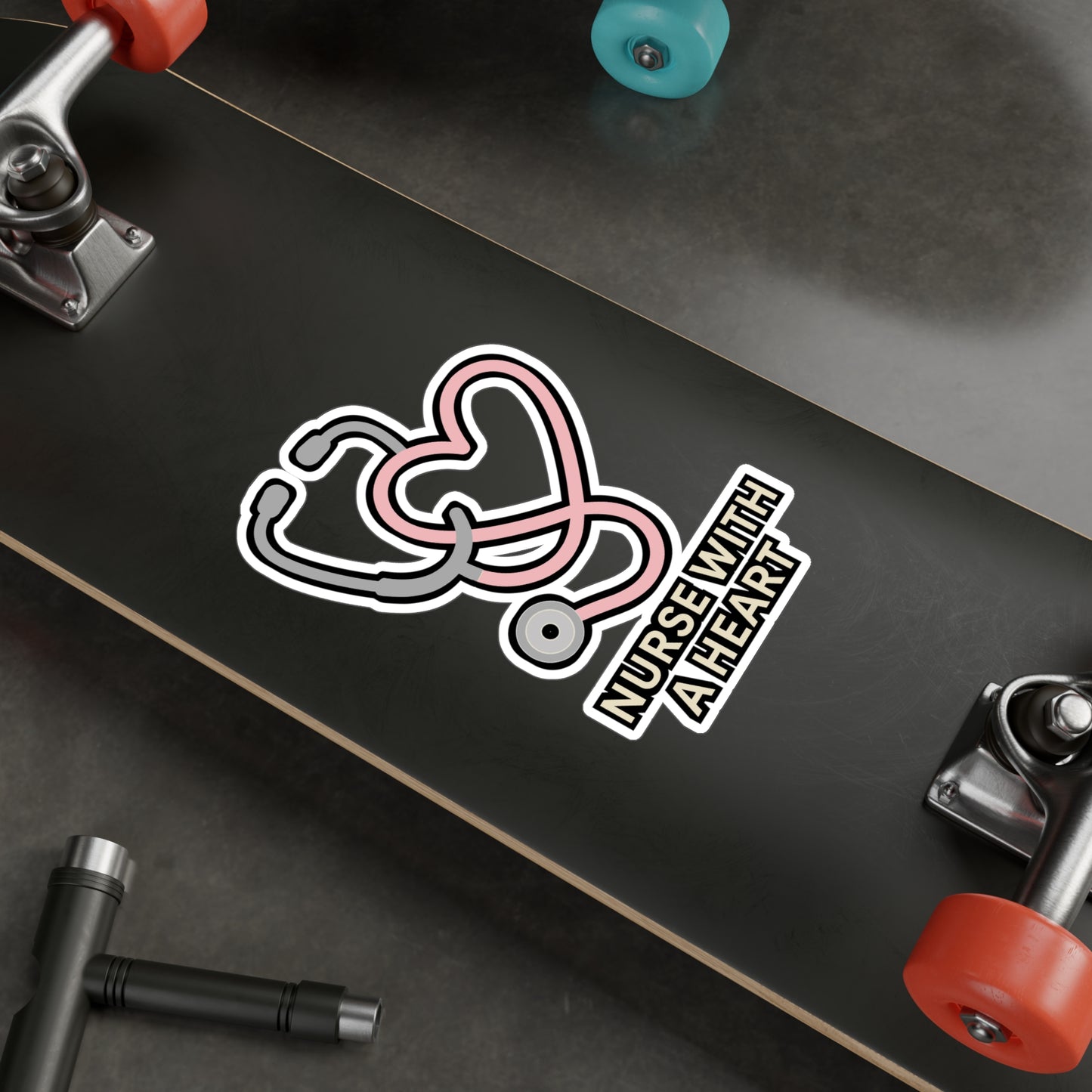 Nurse Sticker – Heart Shaped Stethoscope Design Decals for Laptop, Water Bottle, Cute Medicine & Healthcare Vinyl Accessory