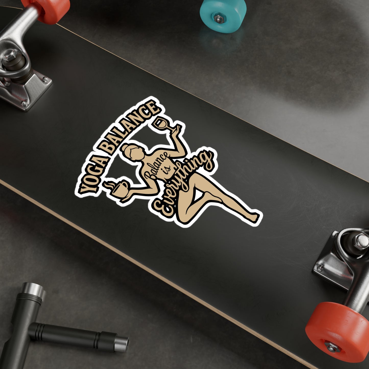 Yoga Balance – Coffee & Wine Sticker for Laptop, Water Bottle & Mindfulness Gifts