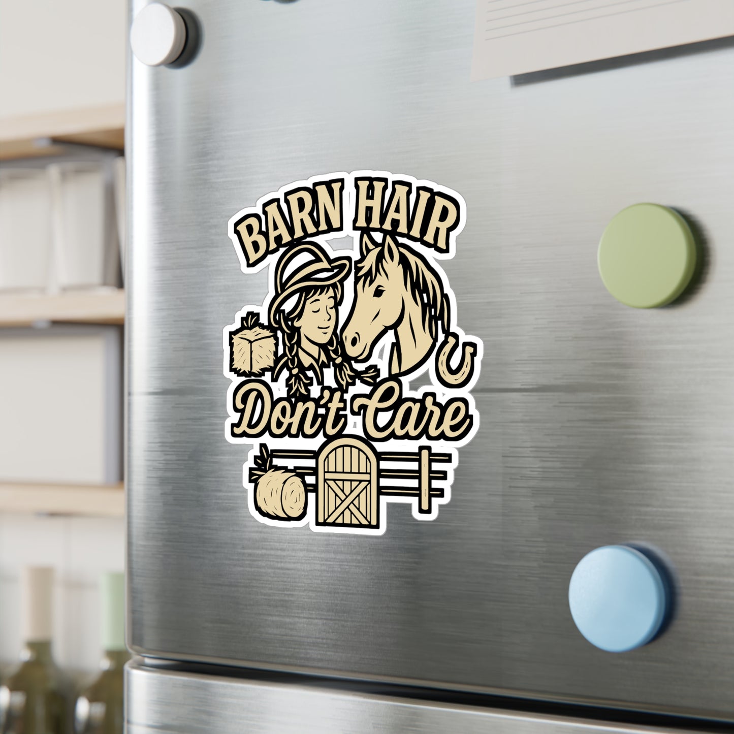 Barn Hair Don't Care - Horse Sticker for Laptop, Water Bottle - Equestrian Gift for Riders, Girls, Teens