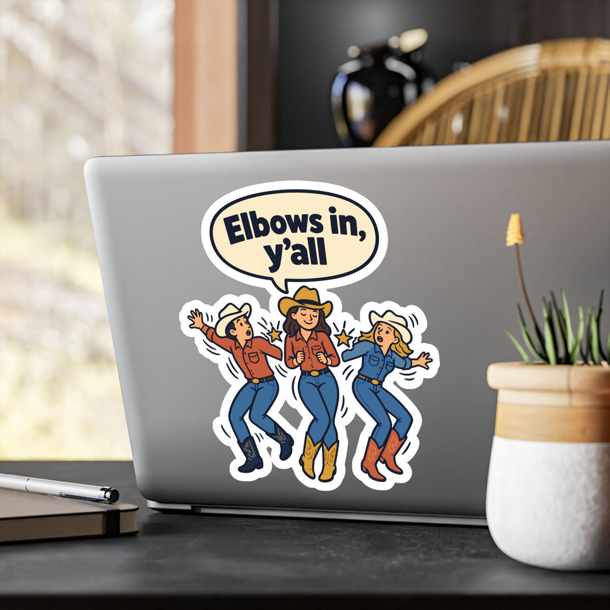 Line Dance Sticker - Elbows in, y’all - Western Country Life Design for Dancers, Laptop and Water Bottle Decals