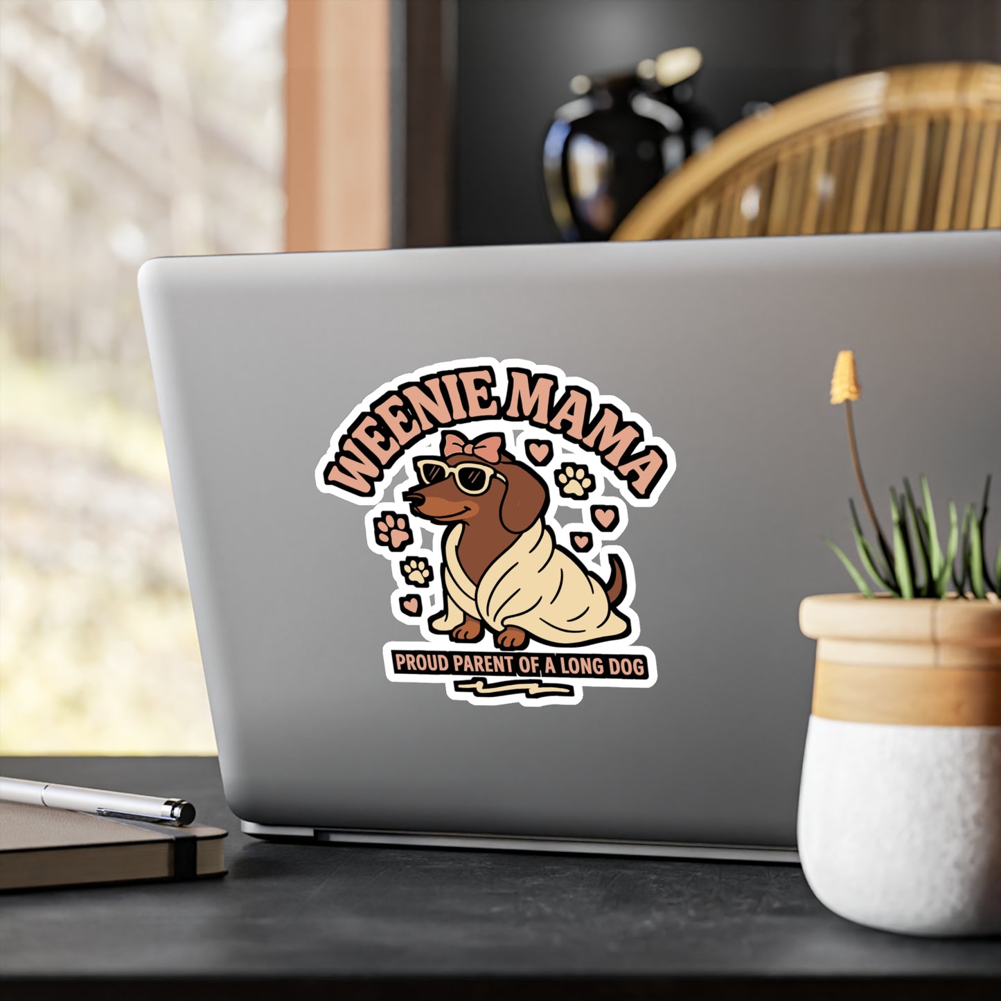 Dachshund Sticker "Weenie Mama" – Sassy Sausage Dog Decals for Laptop, Water Bottle, Cute Weiner Breed Gift, Waterproof Vinyl