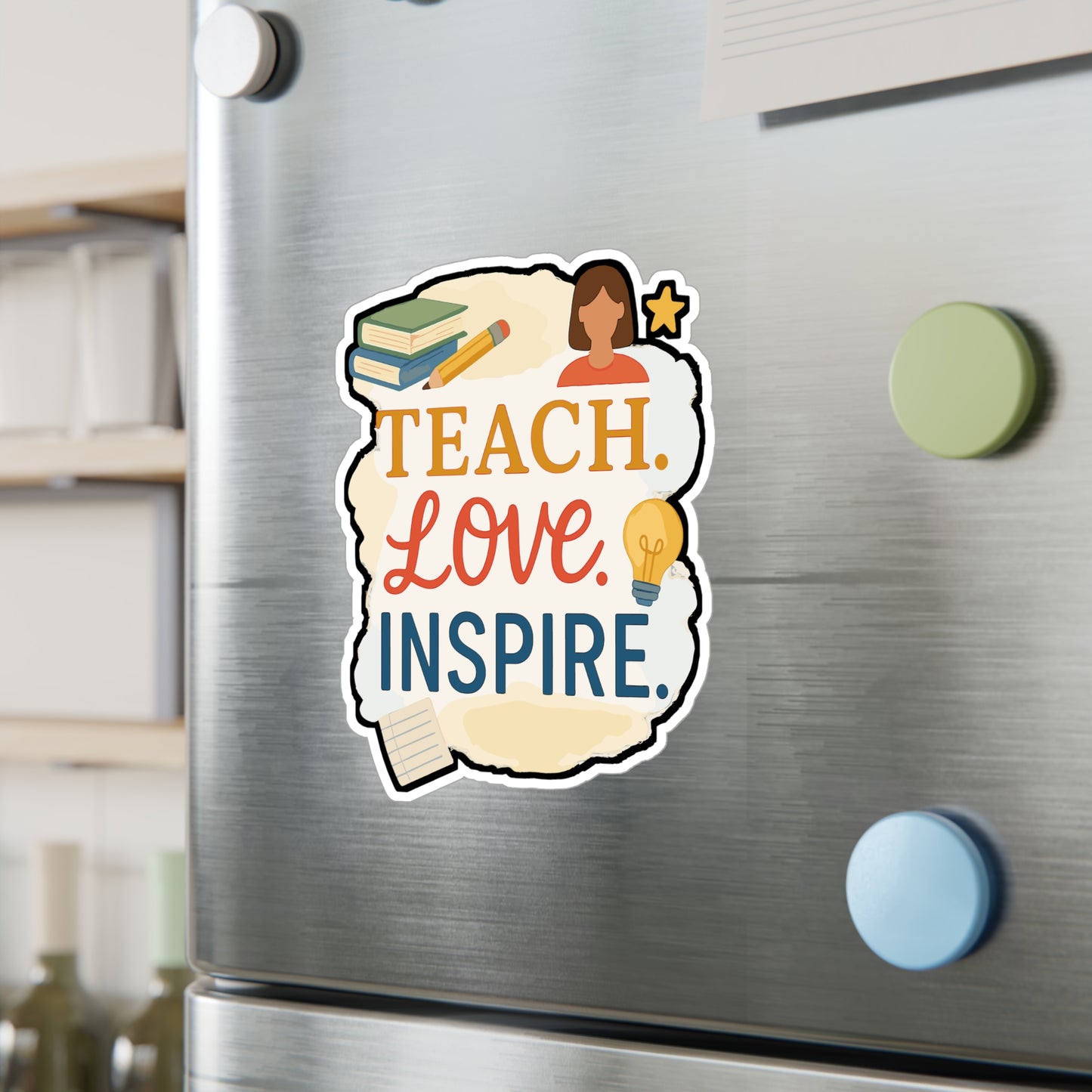 Teach Love Inspire - Teacher Sticker for Laptop, Water Bottle - Gift for Teachers, Educators, Classroom Decor