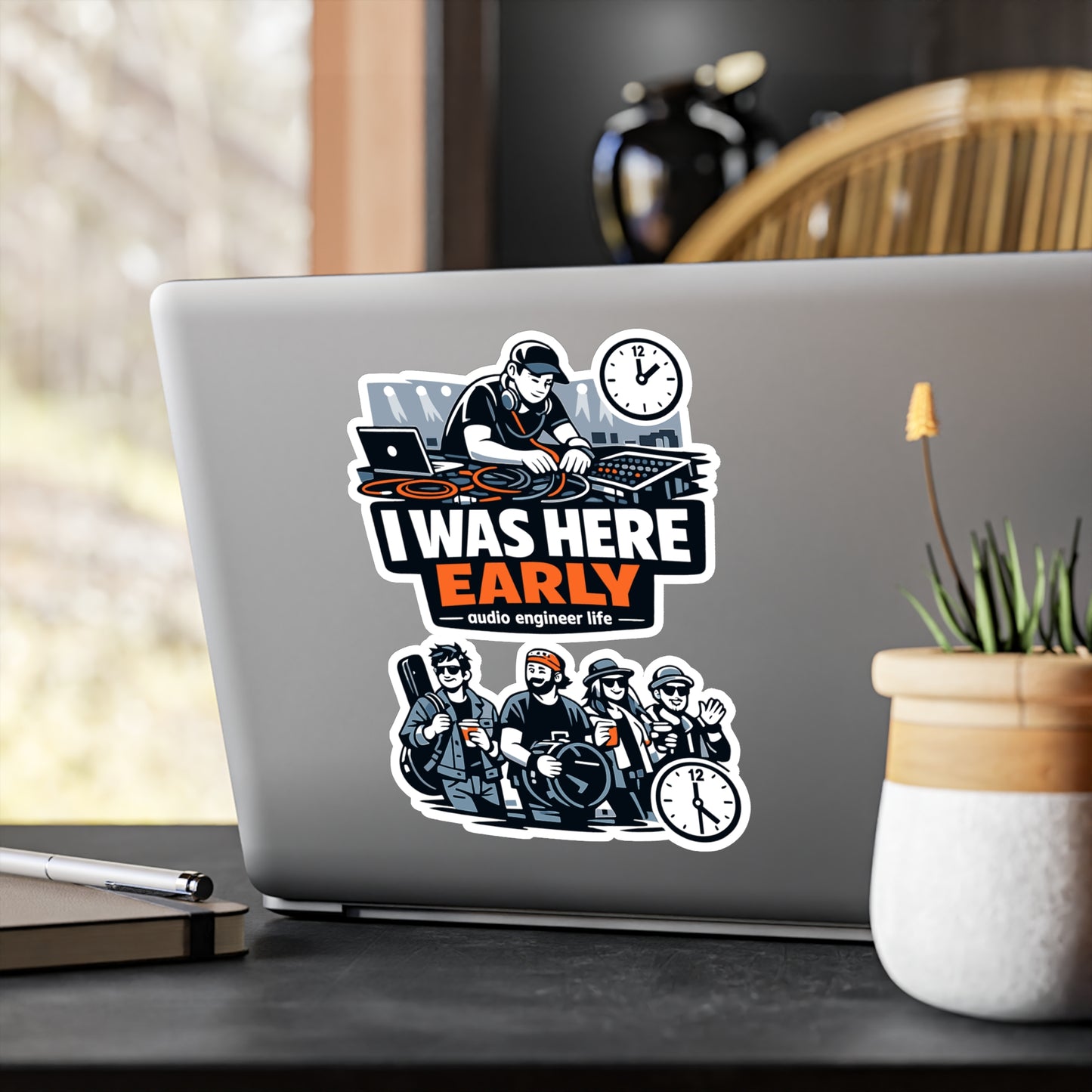 Audio Engineer Sticker I Was Here Early Funny Sound Engineer Decals Waterproof Vinyl for Laptop Water Bottle Audio Technician