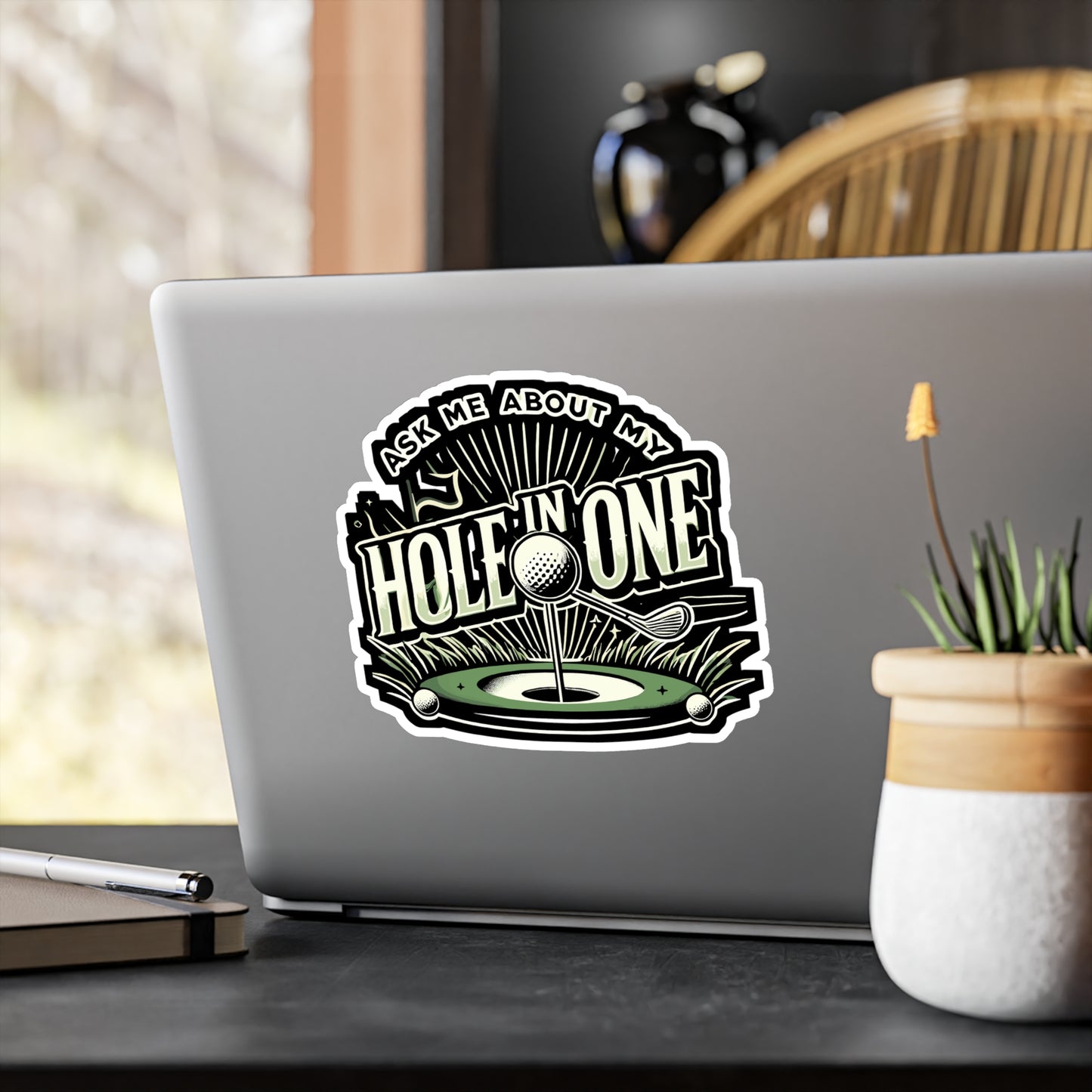 Ask Me About My Hole In One - Golf Sticker for Laptop Sticker. Water Bottle Sticker, Vinyl Golfer Decal - Golf Gift