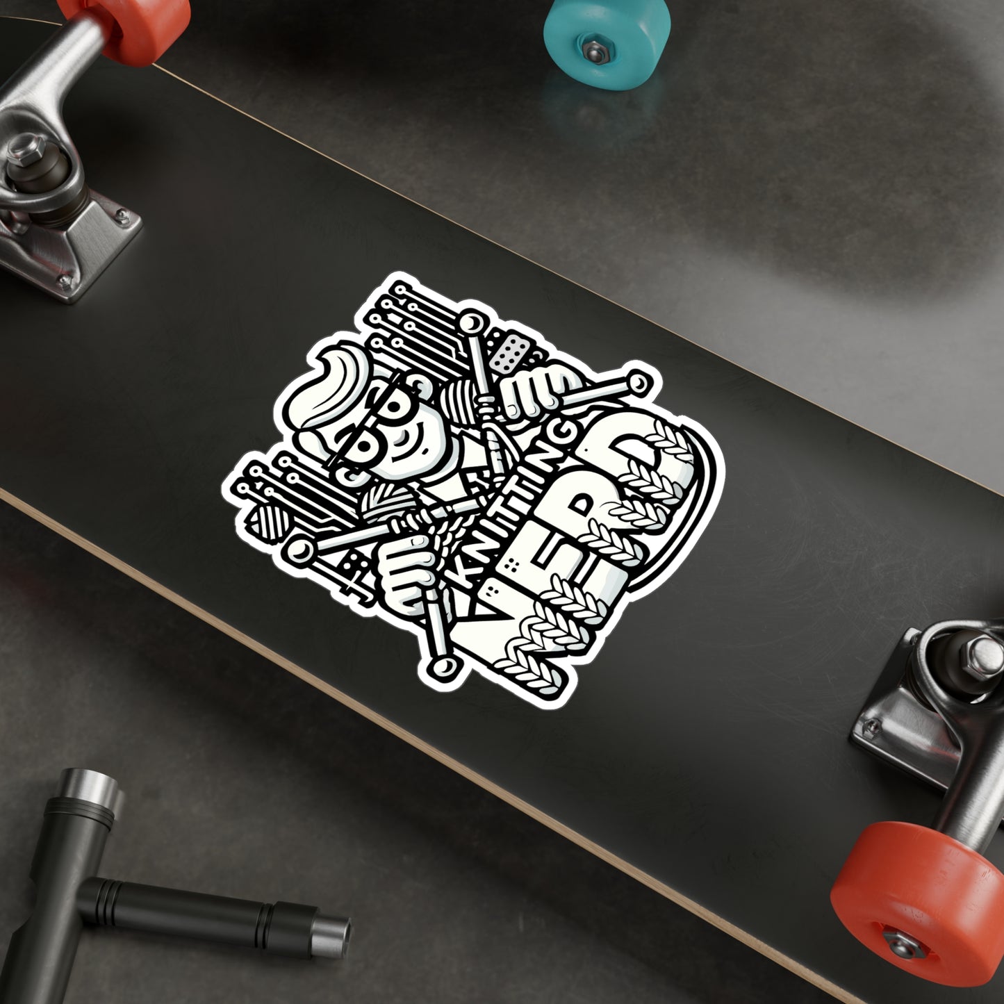 Knitting Nerd – Vinyl Sticker for Car Window, Laptop, Water Bottle | Worsted Yarn Decal, Knitting Gift for Needle Lovers