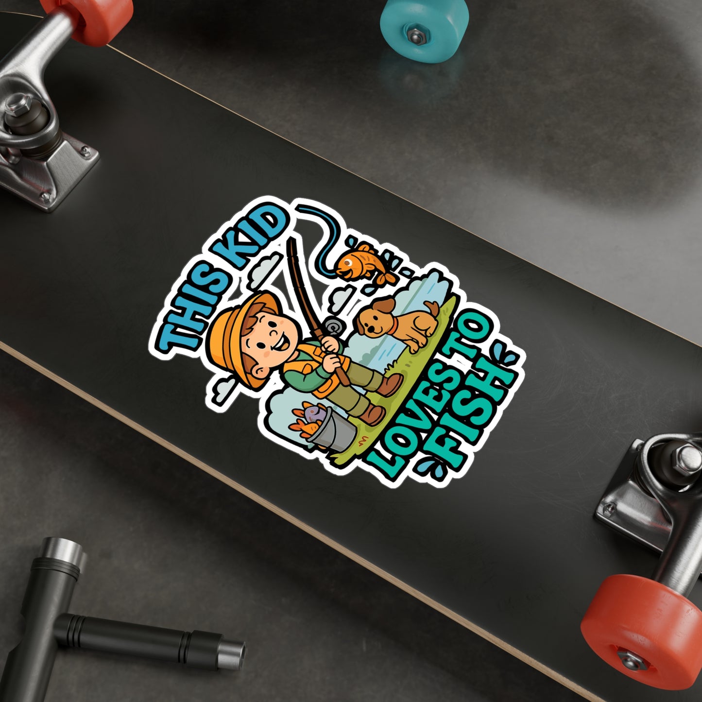 This Kid Loves To Fish - Fishing Sticker for Kids, Laptop, Water Bottle, Gift for Young Anglers