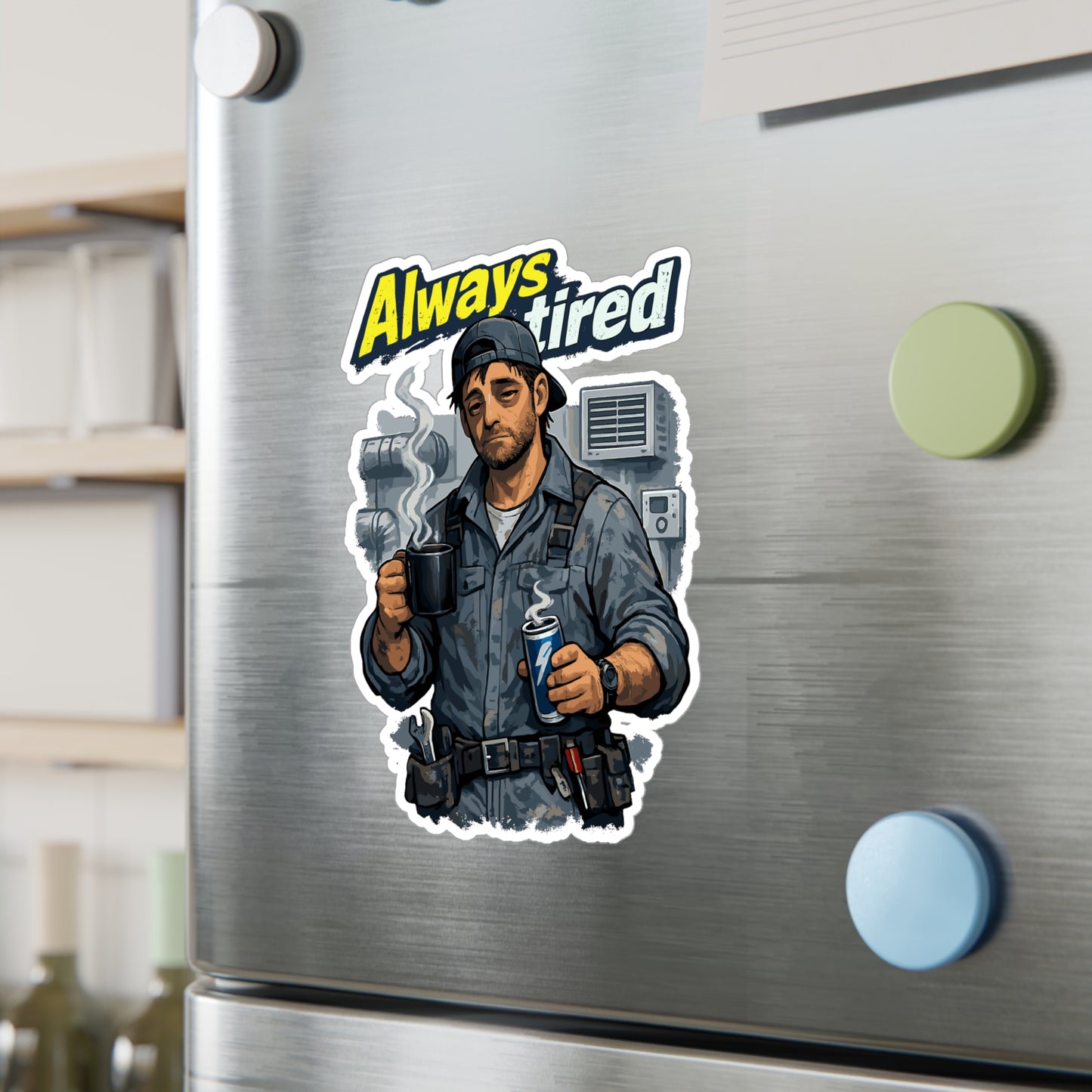 HVAC technician Sticker Always tired Funny HVAC Wife, Waterproof Vinyl sticker decals for Laptop Water Bottle