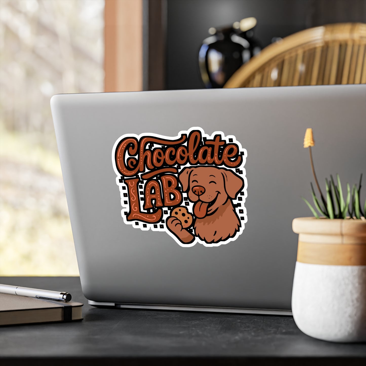 Chocolate Lab – Vinyl Sticker for Laptop or Water Bottle | Labrador Retriever Decal, Dog Lover Gift, Pet Accessories