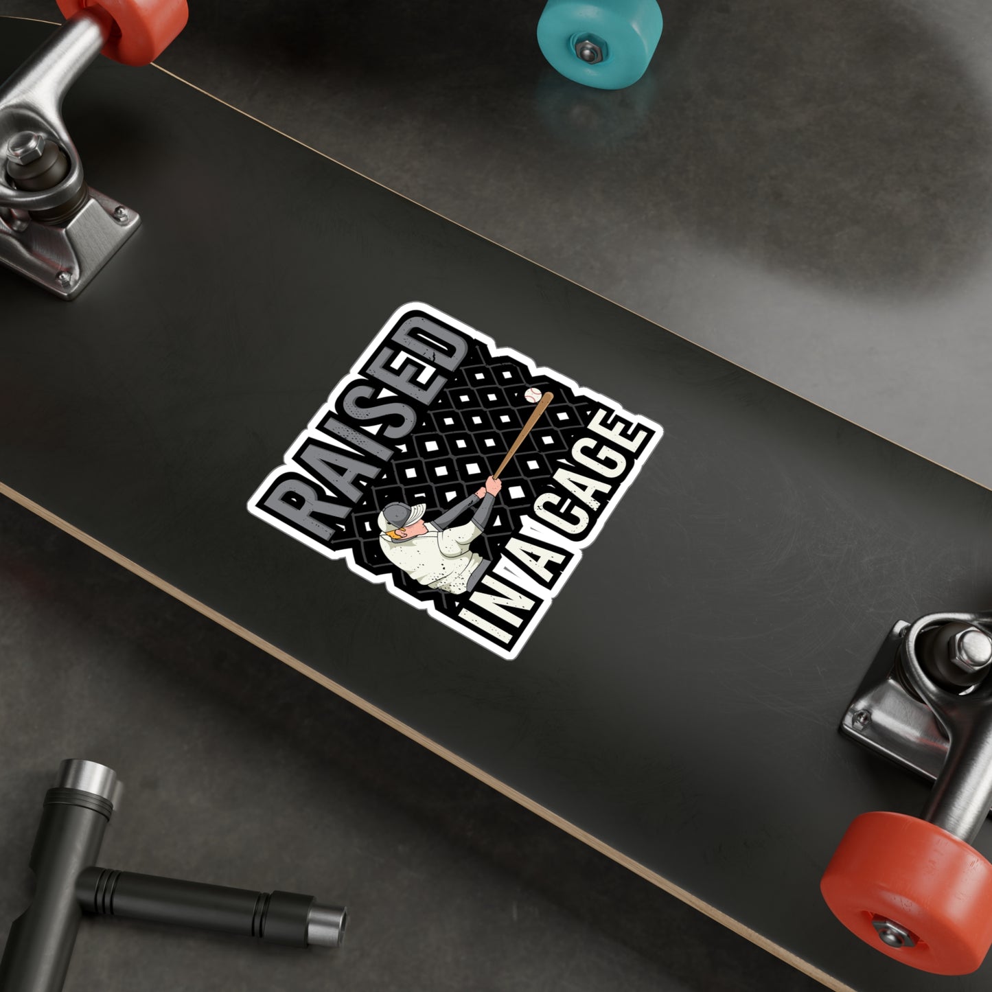 Raised In a Cage Baseball - Baseball Sticker for Laptop Sticker. Water Bottle Sticker, Vinyl Softball Decal - Baseball Gift