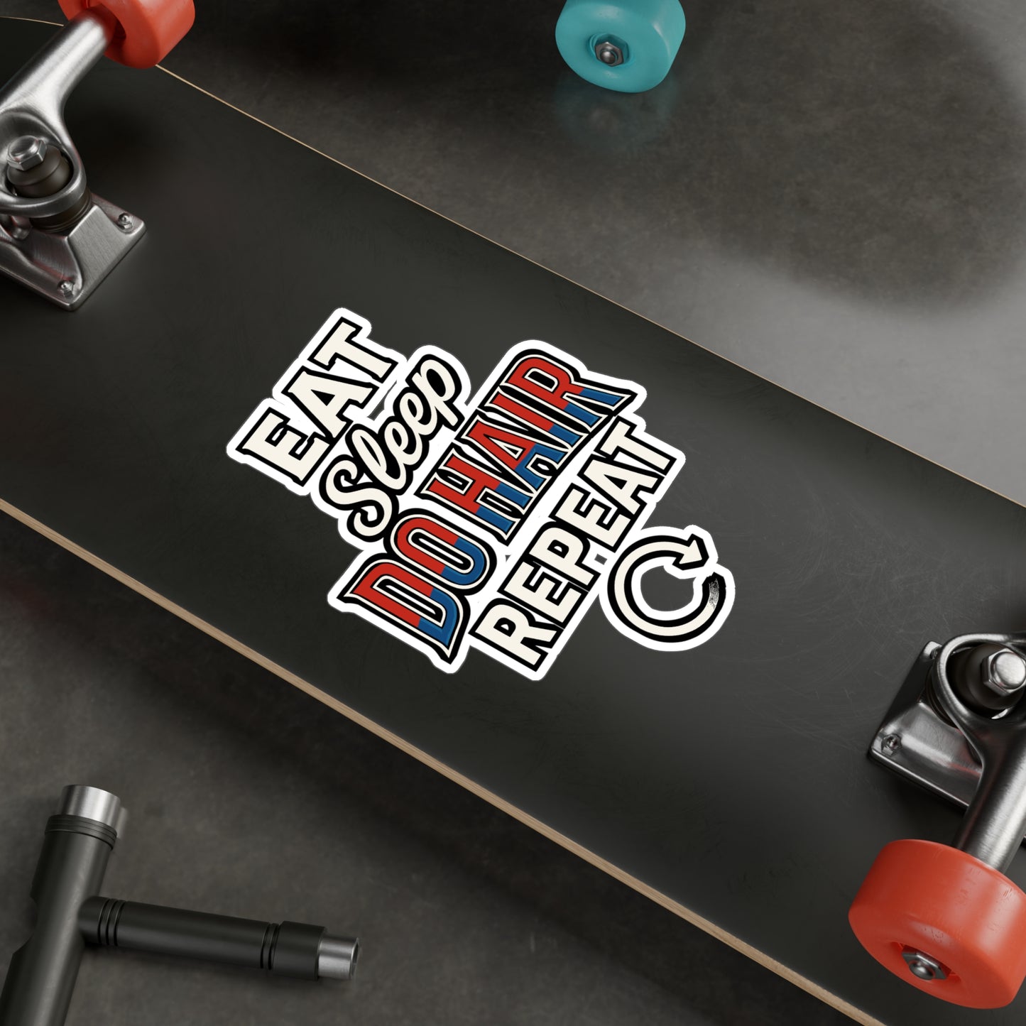 Eat Sleep Do Hair Repeat – Barber Sticker for Laptop, Water Bottle & Hair Stylist Gifts