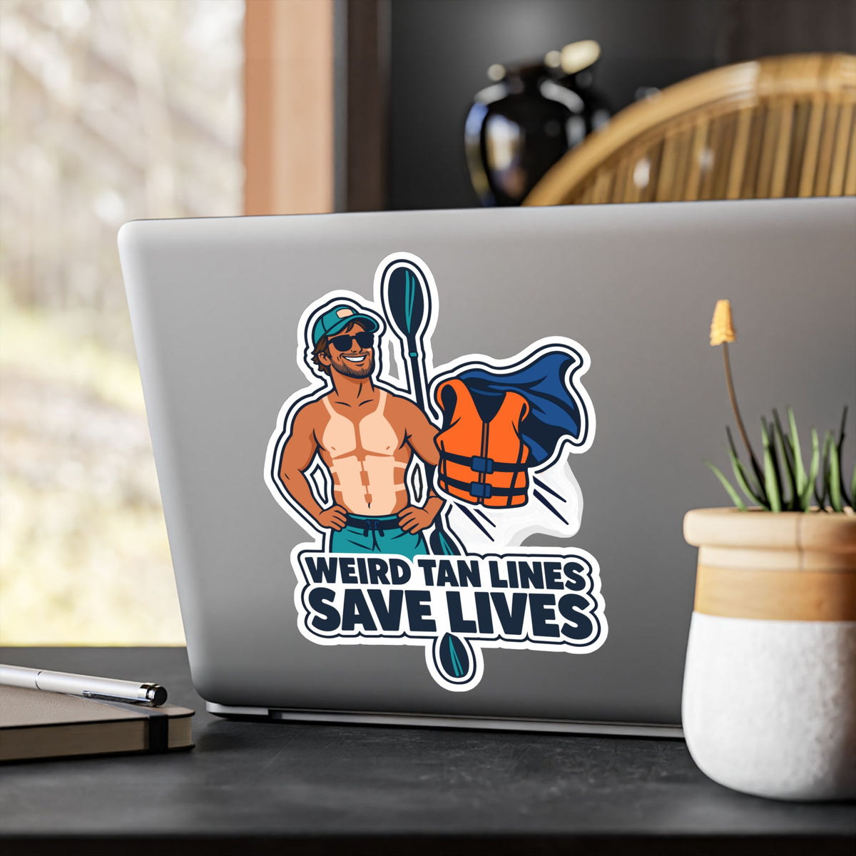 Kayak Sticker - Weird Tan Lines Save Lives, Funny Kayaker Decals for Laptop or Water Bottle, Kayaking and Rowing Humor