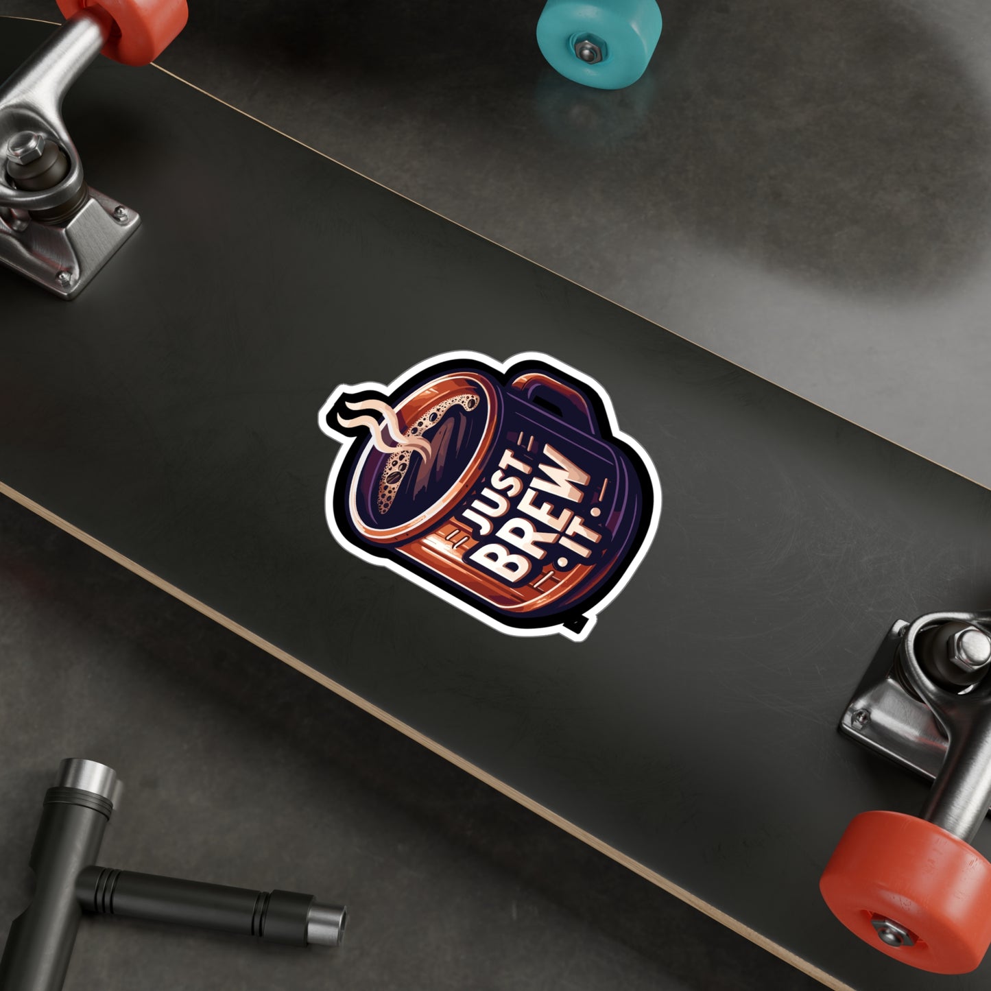 Just Brew It - Coffee Sticker for Car Laptop Sticker. Water Bottle Sticker, Vinyl Brew Decal, Caffeine Sticker - Coffee Gift