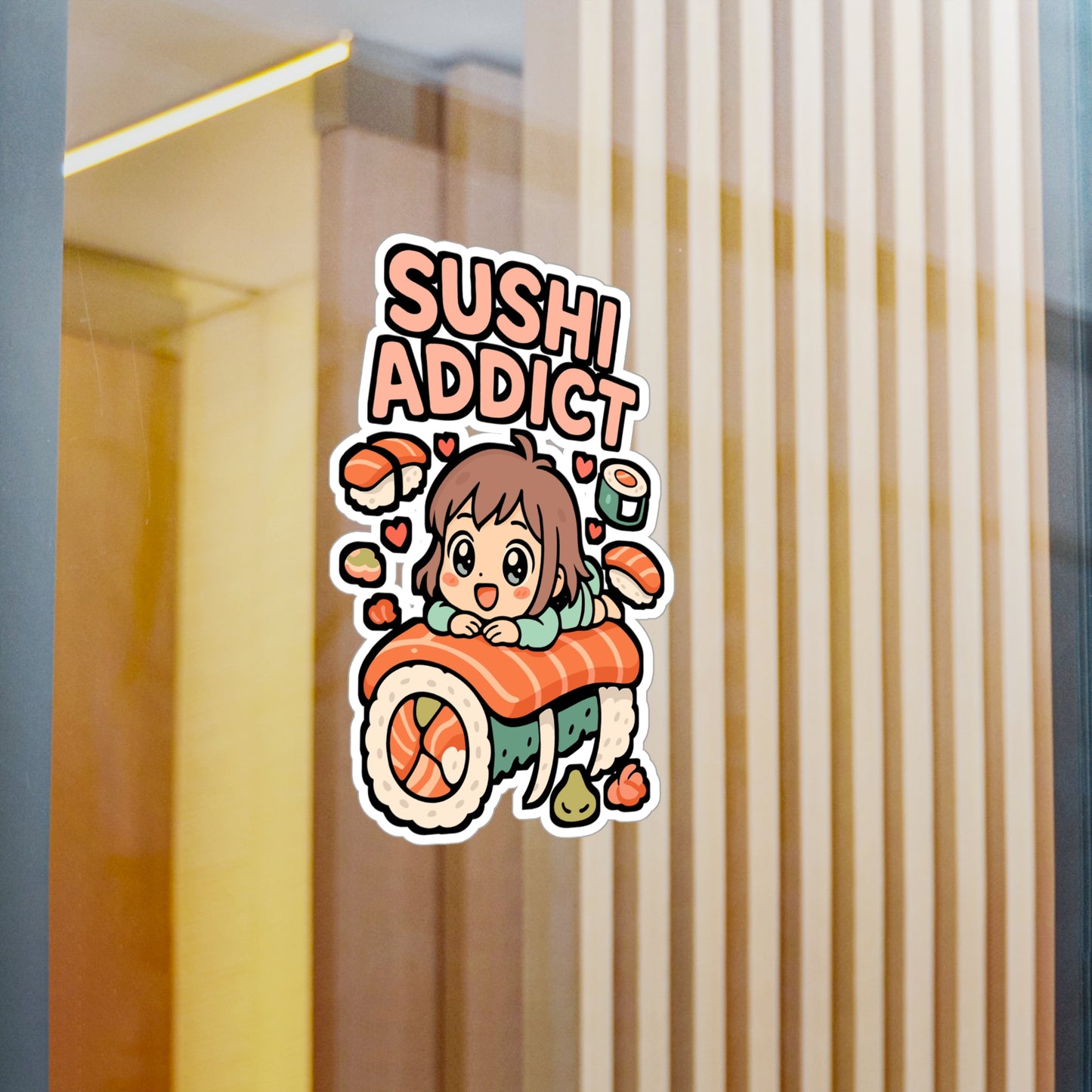 Sushi Addict – Vinyl Sticker for Car, Laptop, or Water Bottle | Japanese Food Decal, Seafood Lover Gift
