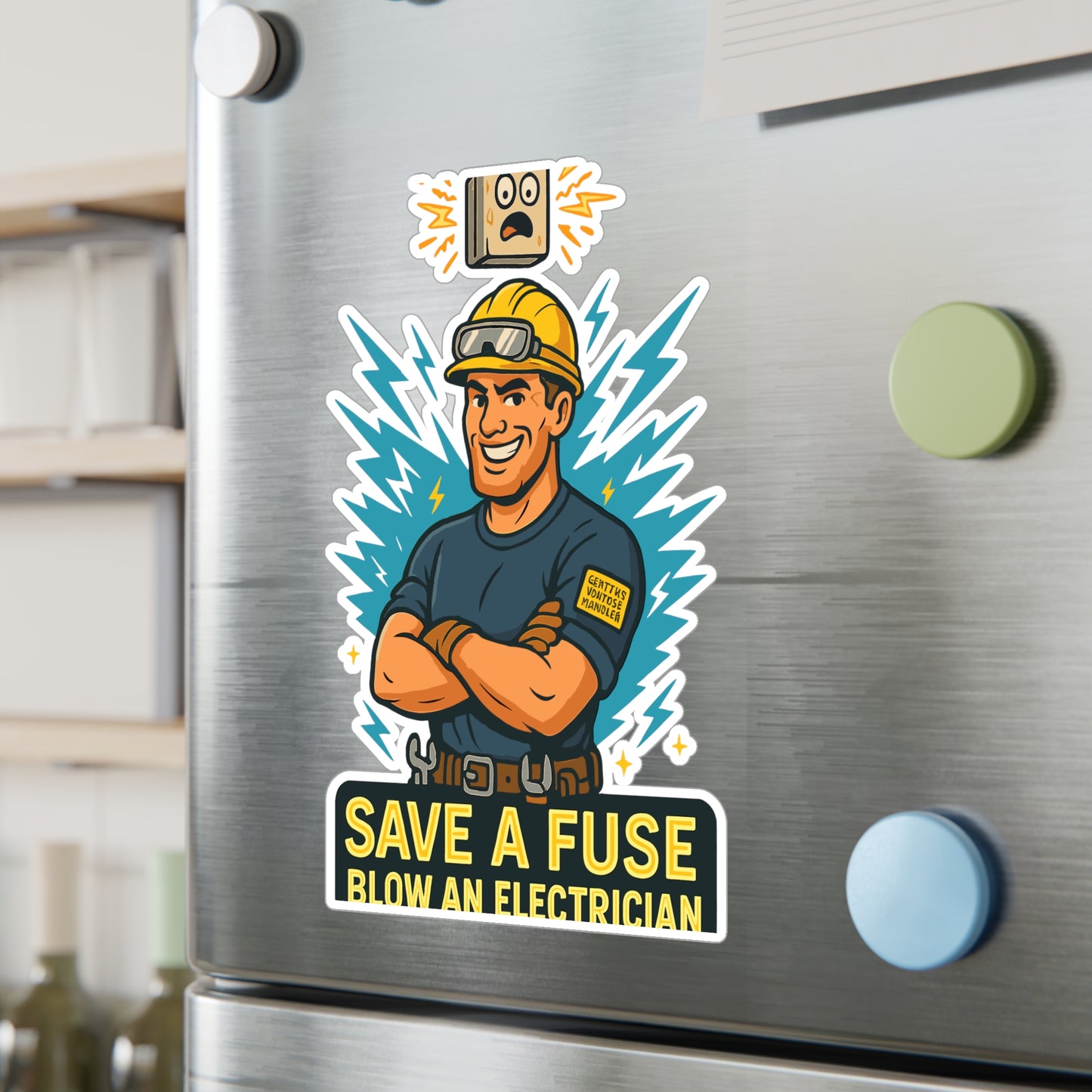 Save A Fuse Blow An Electrician - Electrician Sticker for Laptop, Tool Box, Tech Gift for Men
