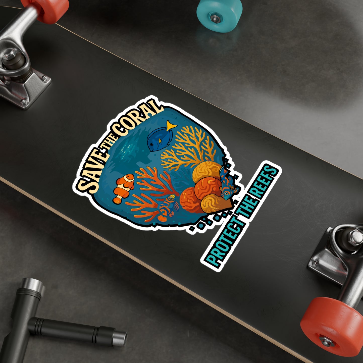 Save The Coral Protect The Reefs – Ocean Conservation Sticker for Laptop or Water Bottle | Vinyl Reef Decal, Marine Life Gift
