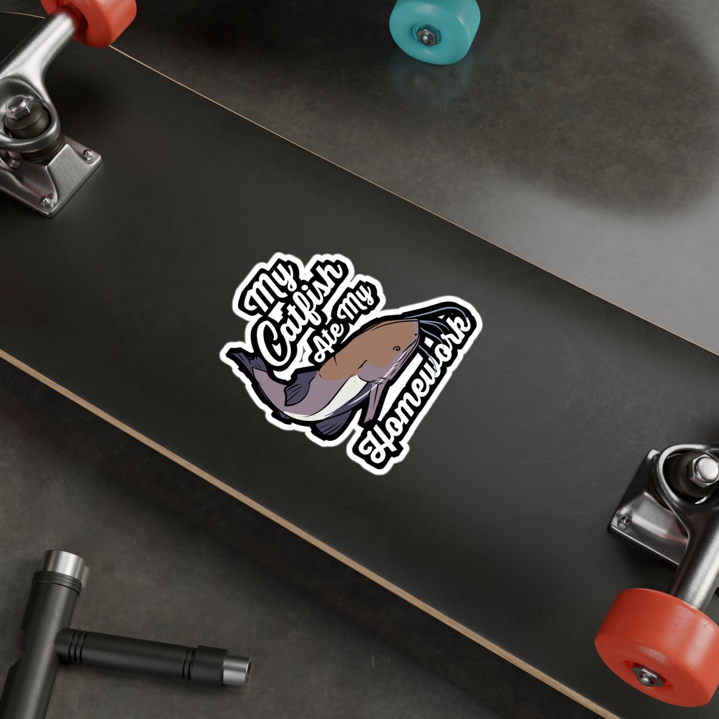 My Catfish Ate My Homework - Catfish Sticker for Laptop Sticker. Water Bottle Sticker, Vinyl Goonch Decal - Catfish Gift