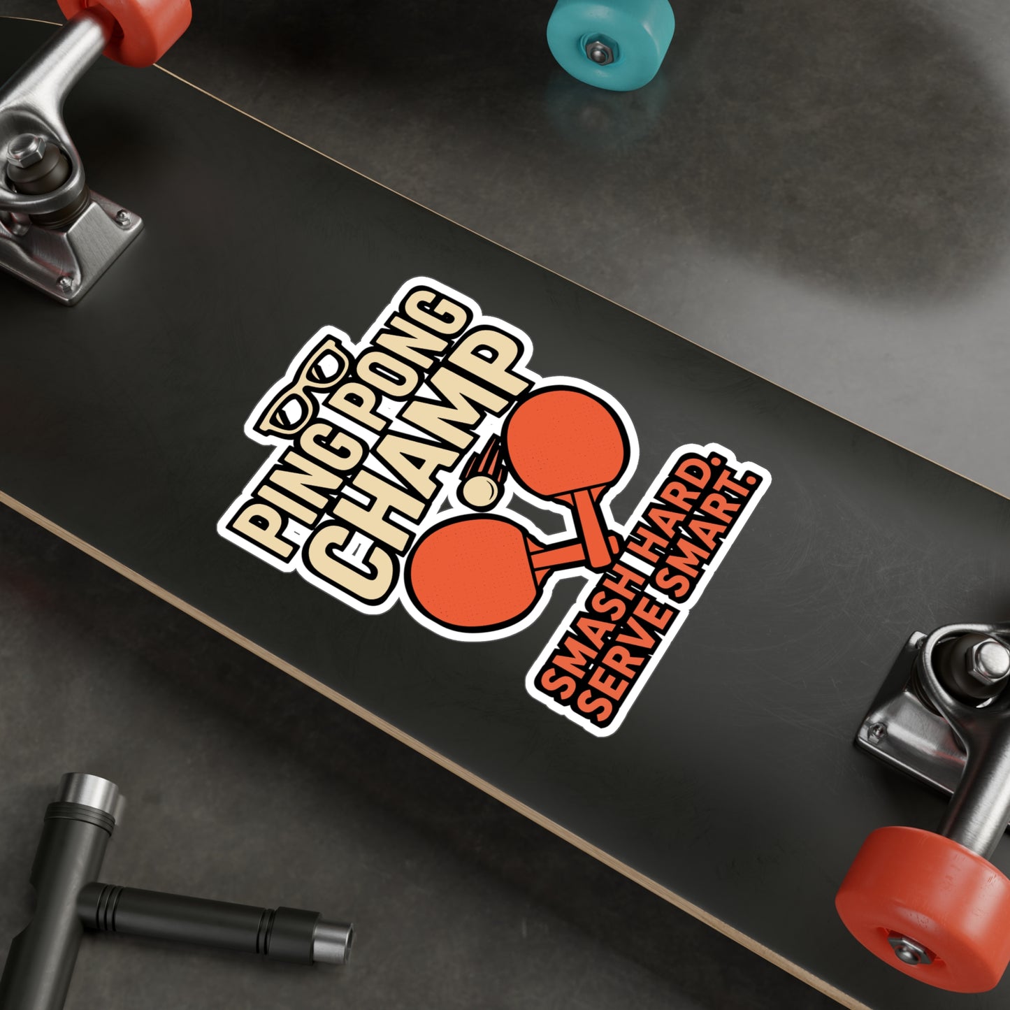 Ping Pong Champ – Vinyl Sticker for Laptop or Water Bottle | Funny Table Tennis Decal & Gift for Players