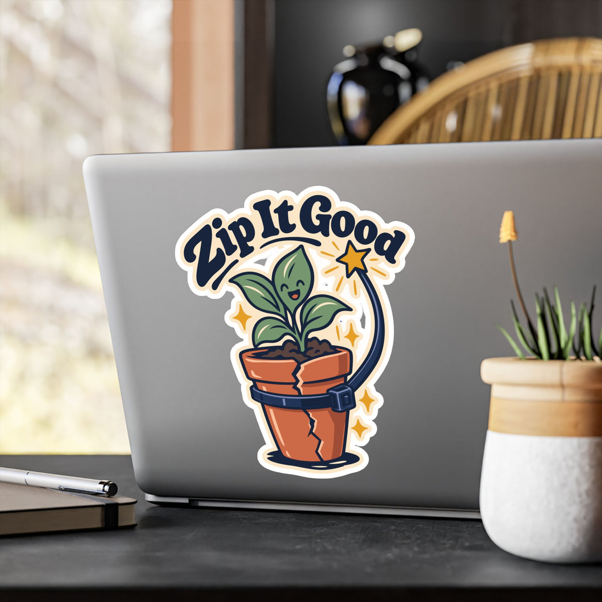 Upcycling Sticker - Zip It Good Recycling Art for Sustainability Fans, Decals for Laptop and Water Bottle