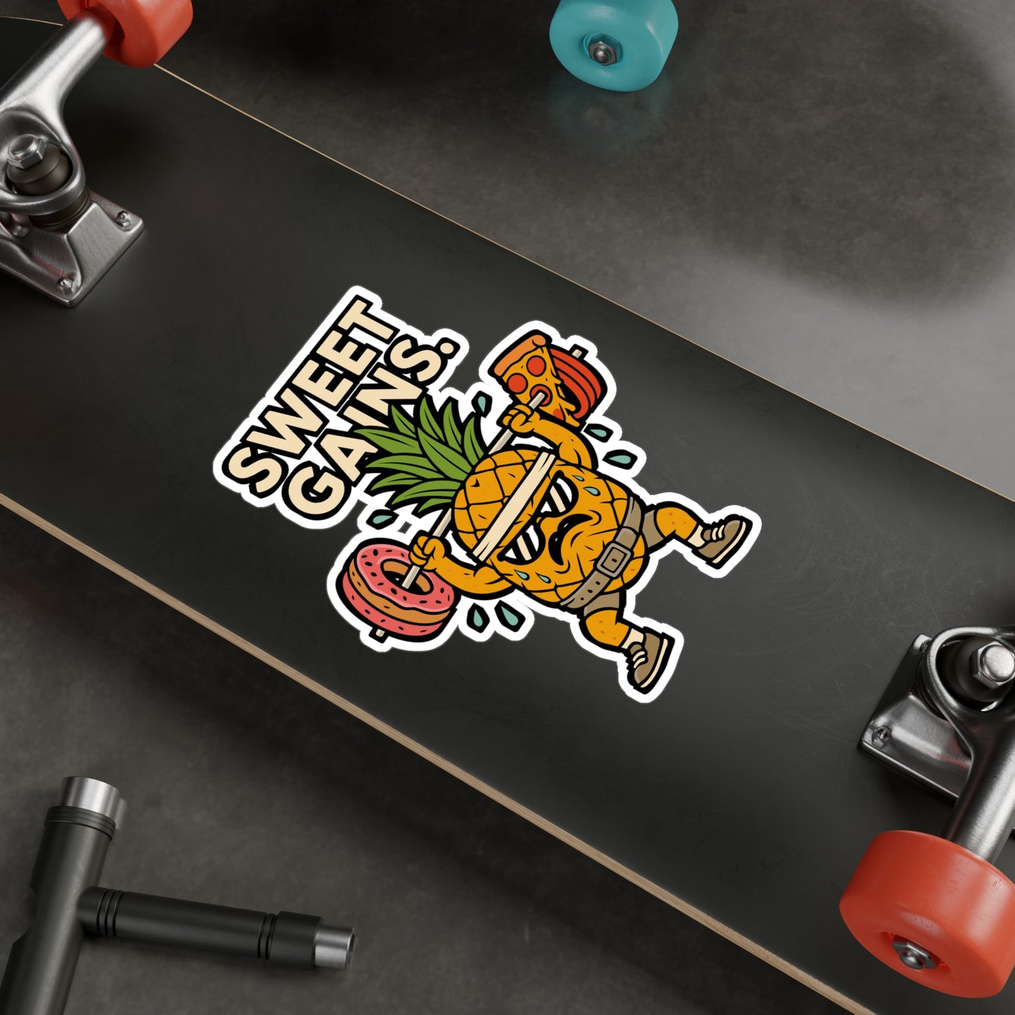 Sweet Gains - Gym Sticker for Water Bottle, Laptop, Fitness Lovers, Motivational Workout Gift for Men & Women
