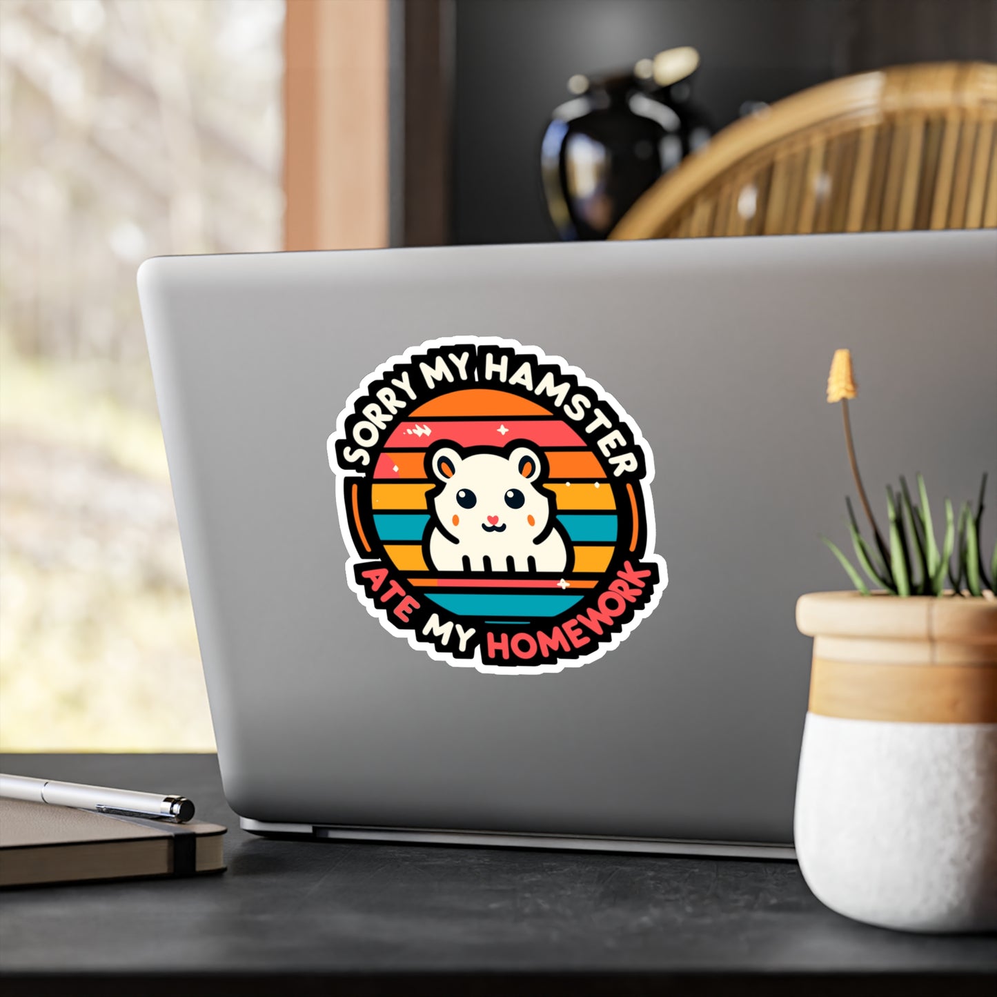 Sorry My Hamster Ate My Homework - Hamster Sticker for Car Laptop Sticker. Water Bottle Sticker, Vinyl Guinea pig Decal - Hamster Gift