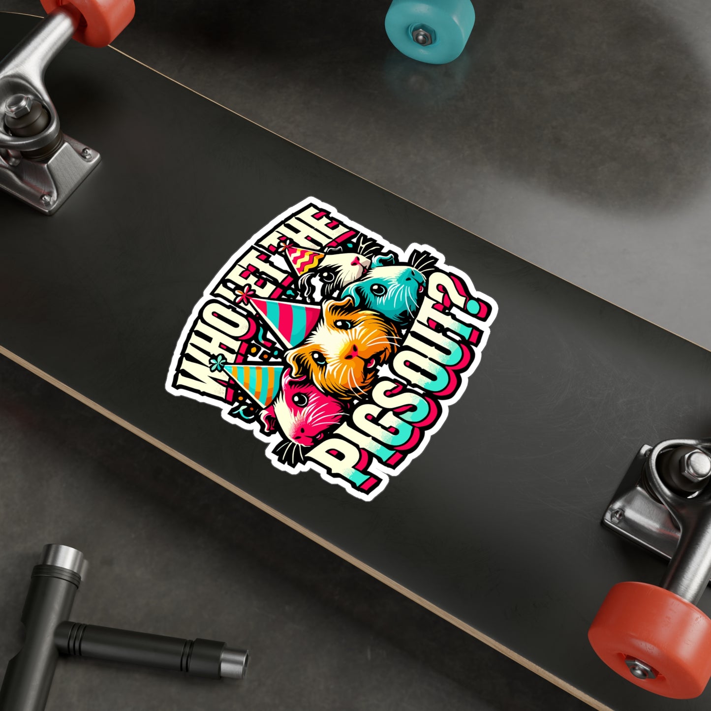 Who Let The Pigs Out? – Funny Guinea Pig Sticker | Vinyl Decal for Laptop, Water Bottle & More – Cute Pet Lover Gift