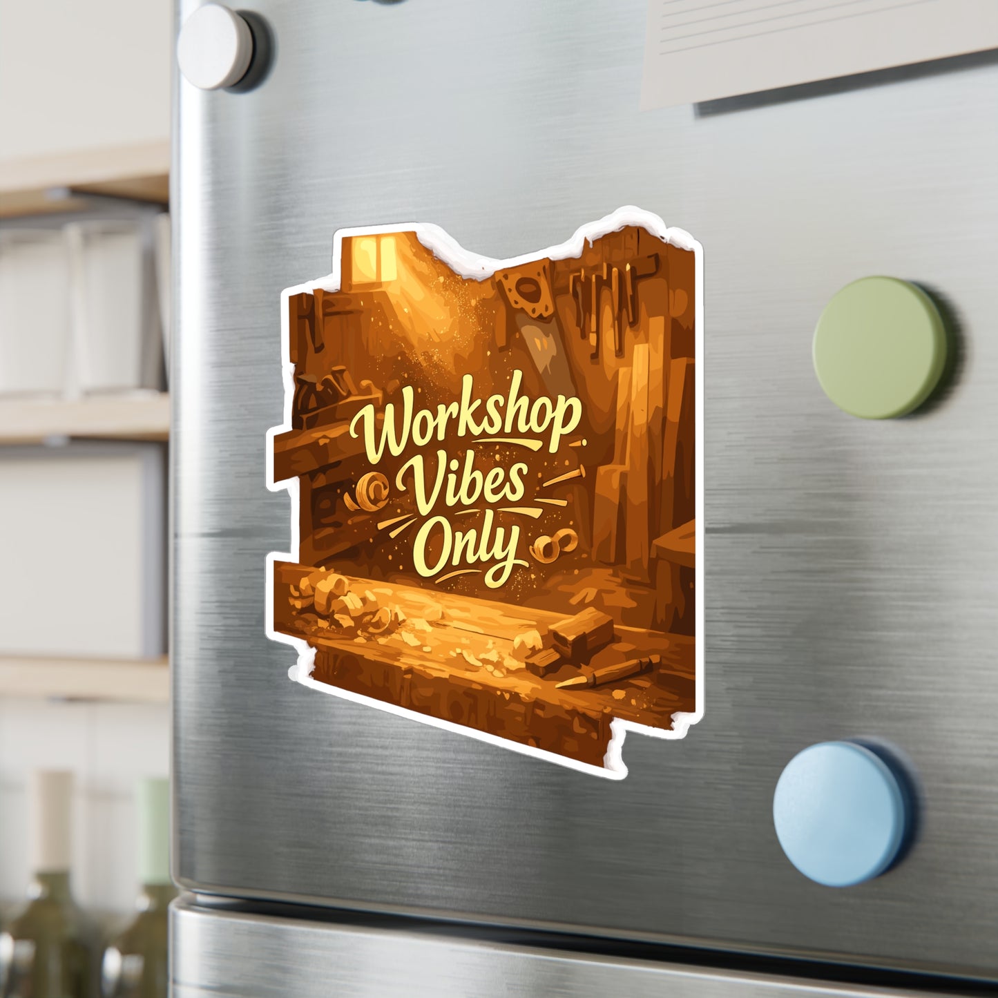 Carpenter Sticker Workshop Vibes Only for Woodworker Woodworking Fans, Waterproof Vinyl Sticker Decals for Laptop Water Bottle