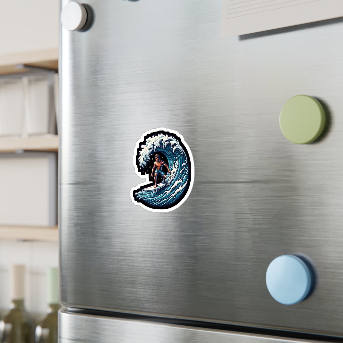 Surfboard Wave Surfer - Surfing Sticker for Laptop Sticker. Water Bottle Sticker, Vinyl Surf Decal - Surfing Gift