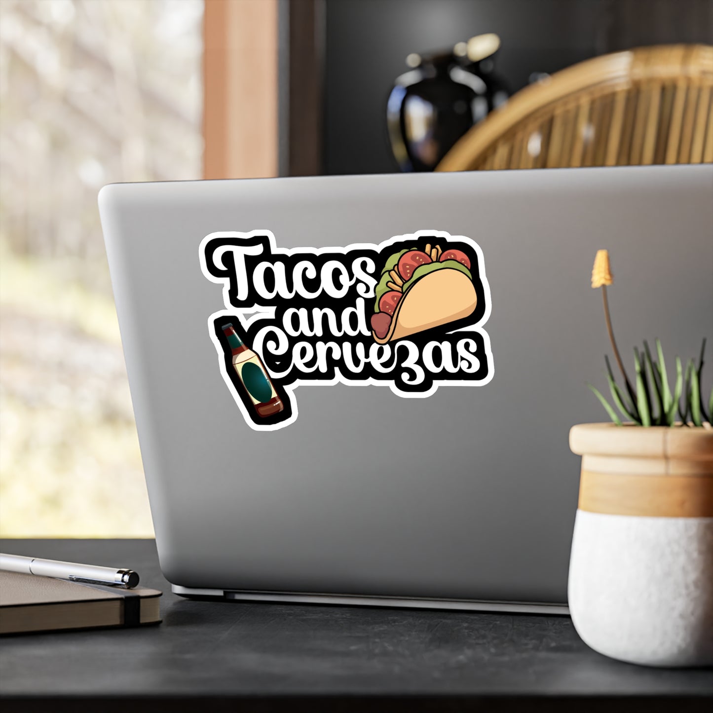 Tacos and Cervezas - Taco Sticker for Wall, Laptop, Window, Truck, Car Taco Gift Vinyl Tacos Decal Sticker
