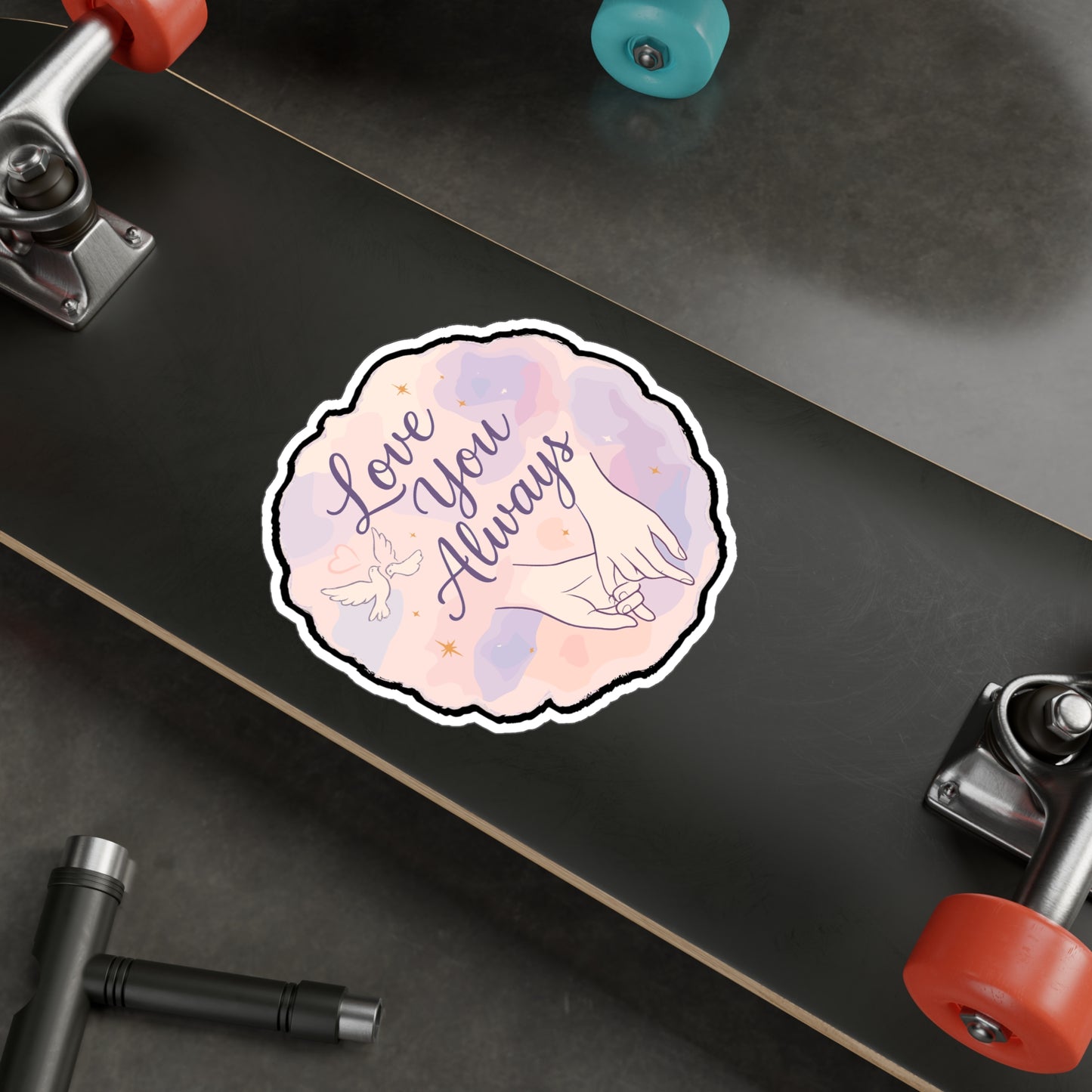 Love You Always - Romantic Art Sticker for Laptop, Water Bottle - Gift for Couples, Friends, Anniversary