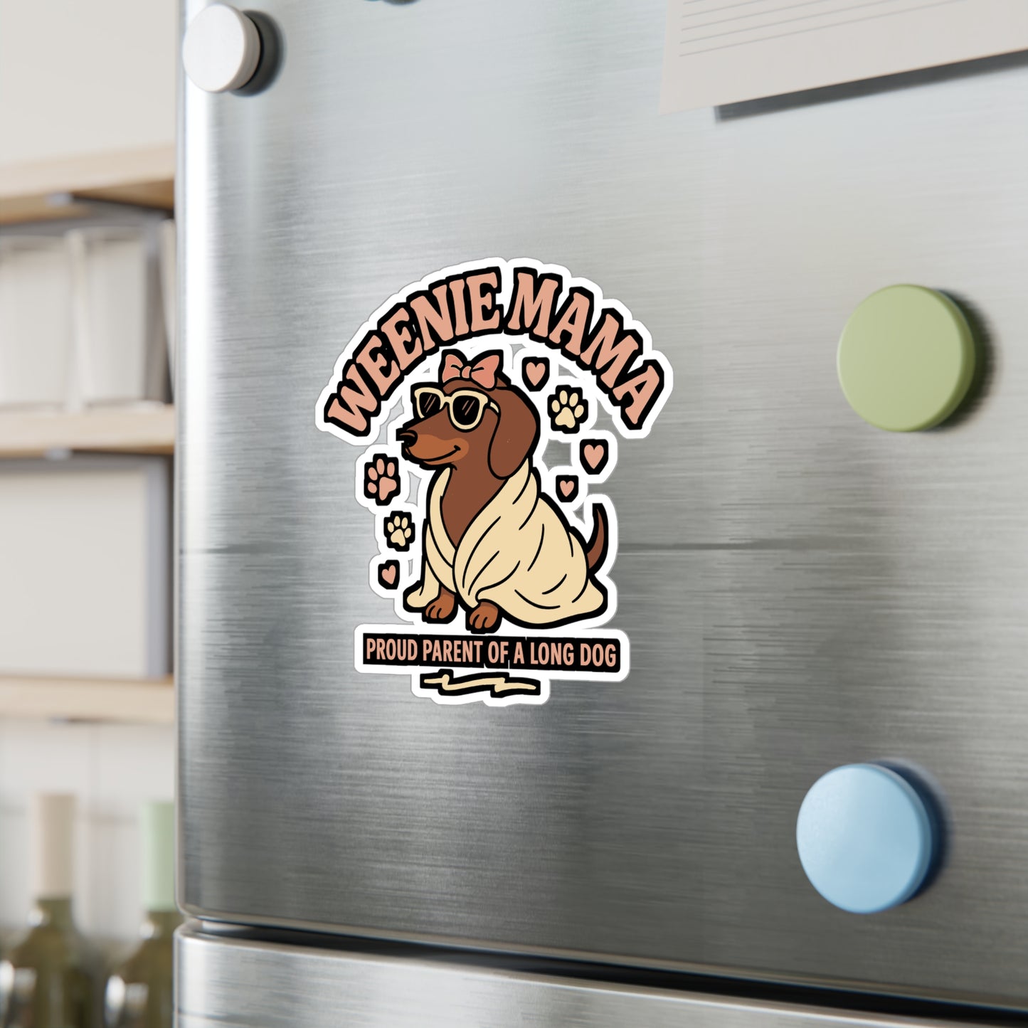 Dachshund Sticker "Weenie Mama" – Sassy Sausage Dog Decals for Laptop, Water Bottle, Cute Weiner Breed Gift, Waterproof Vinyl