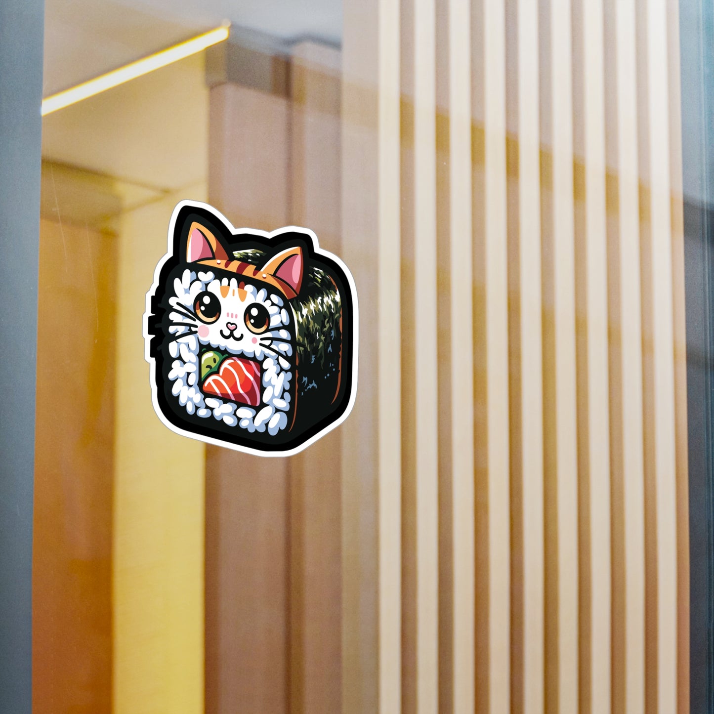 Sushi Cat - Sushi Sticker for Car Window Laptop Sticker. Water Bottle Sticker, Vinyl Fish Decal, Rolls Sticker - Sushi Gift