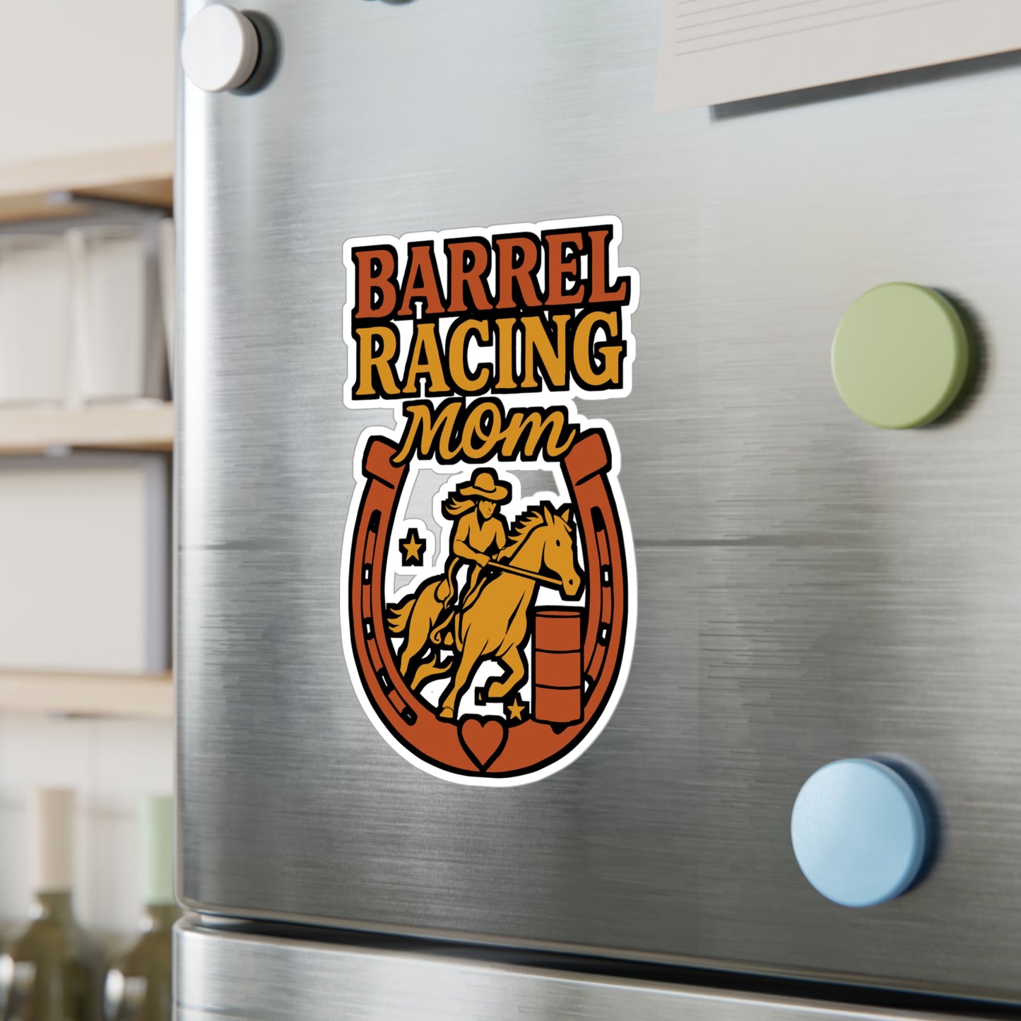 Barrel Racing Mom – Barrel Racing Sticker for Laptop, Water Bottle, Vinyl Horse Decal | Rodeo Gift, Equestrian Accessory