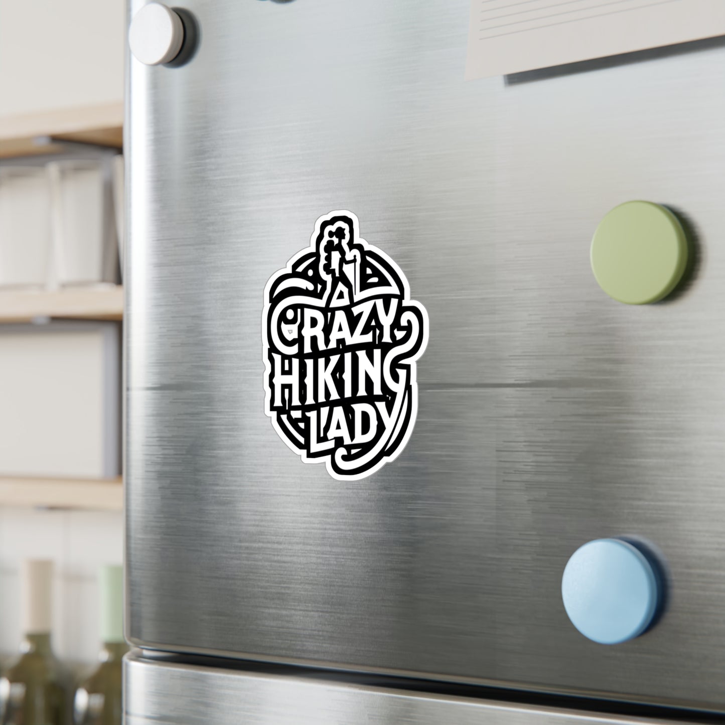 Crazy Hiking Lady - Hiking Sticker for Car Window Laptop Sticker. Water Bottle Sticker, Vinyl Hiker Decal, Backpacker Sticker - Hiking Gift