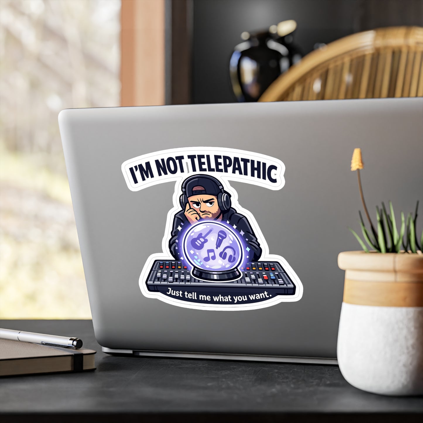 Audio Engineer Sticker I’m Not Telepathic Funny Sound Engineer Decals Waterproof Vinyl for Laptop Water Bottle Monitor Audio Technician