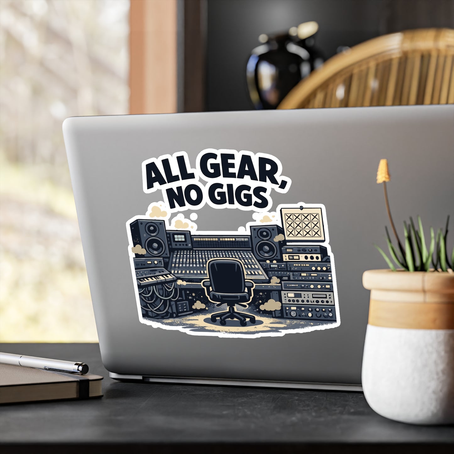 Audio Engineer Sticker All Gear, No Gigs Vinyl Waterproof decals for Laptop Water Bottle Sound Engineer Audio Technician Monitor