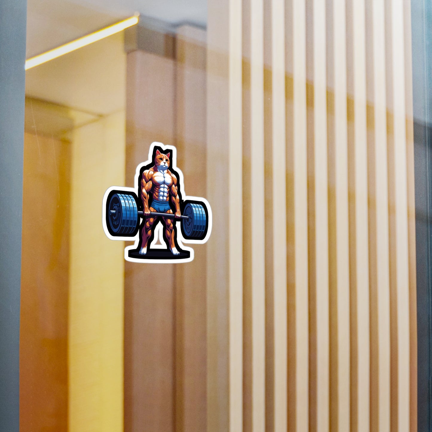 Deadlift Cat Bodybuilding - Weightlifting Sticker for Laptop Sticker. Water Bottle Sticker, Vinyl Muscles Decal - Weightlifting Gift