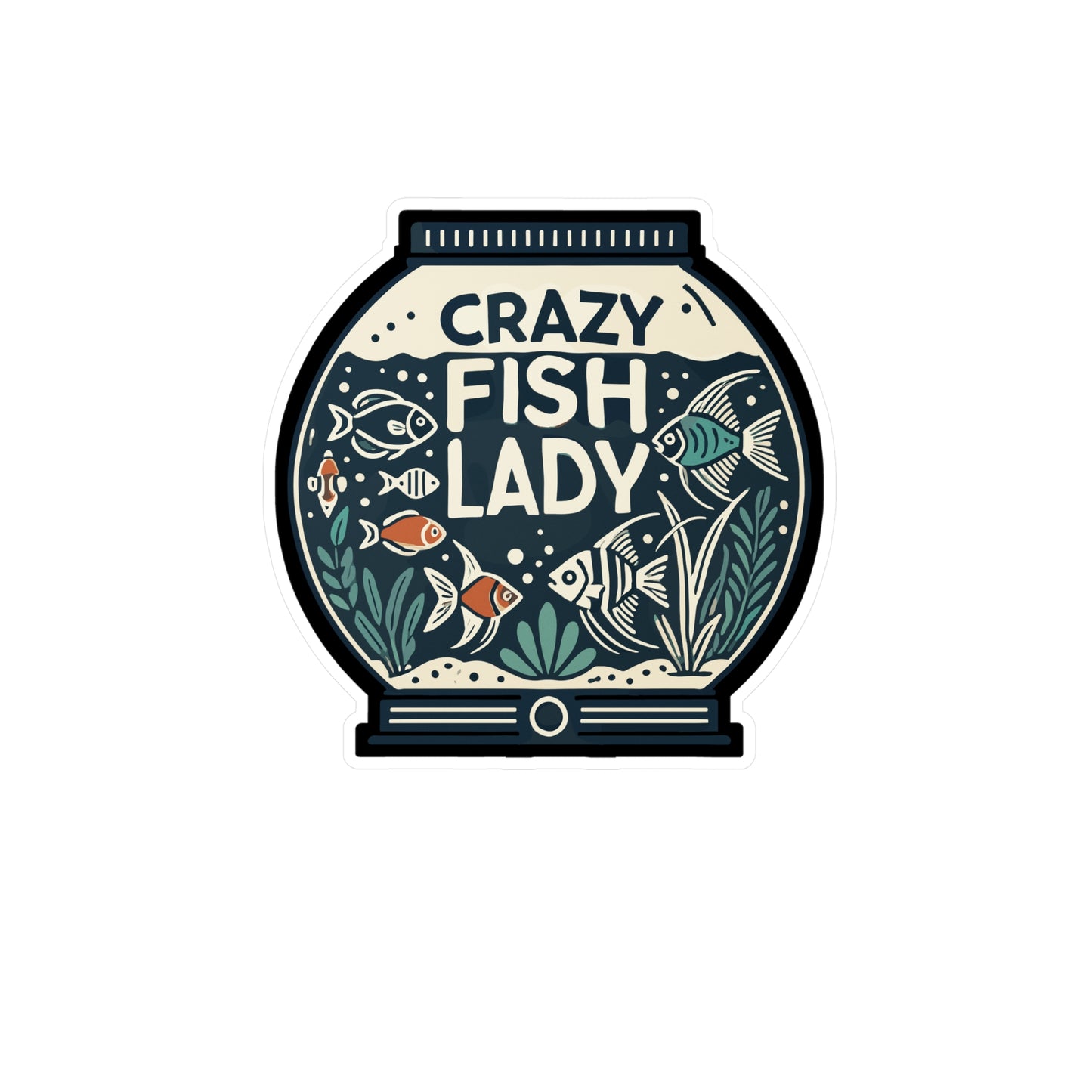 Crazy Fish Lady - Aquarist Sticker for Car Laptop Sticker. Water Bottle Sticker, Vinyl Aquarium Decal - Aquarist Gift