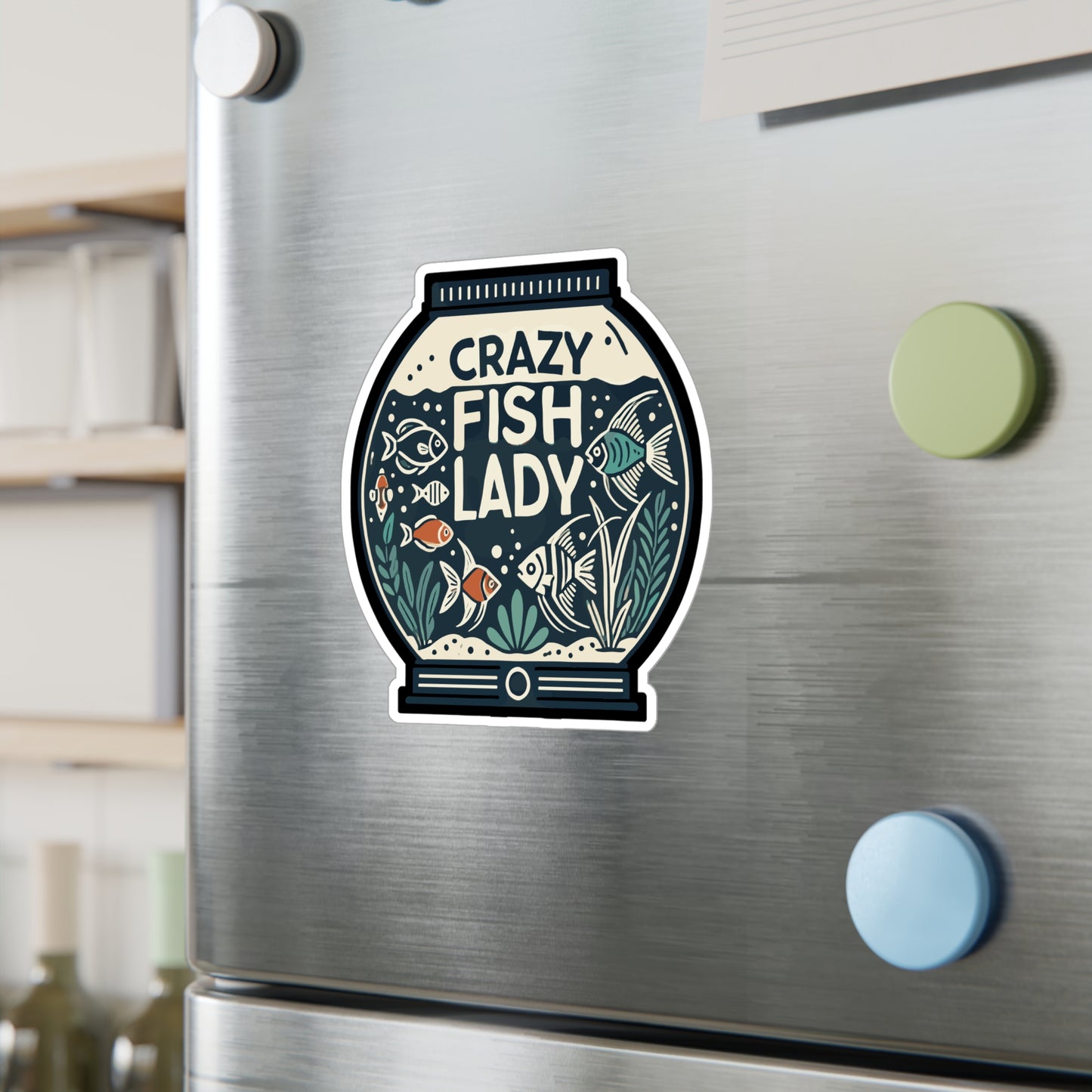 Crazy Fish Lady - Aquarist Sticker for Car Laptop Sticker. Water Bottle Sticker, Vinyl Aquarium Decal - Aquarist Gift
